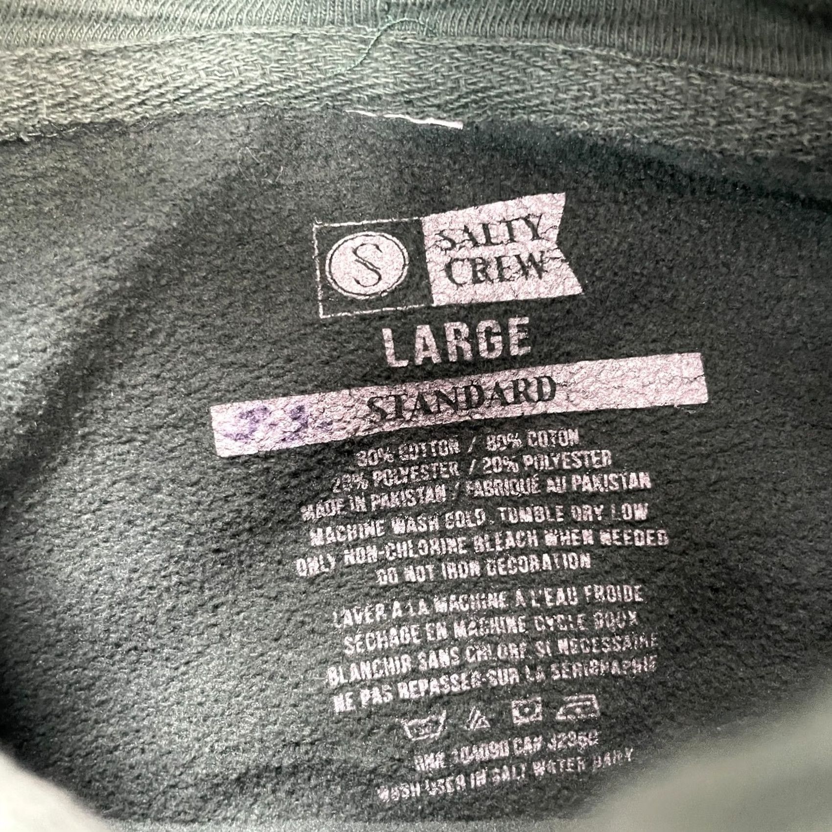 Vintage Salty Crew Hoodie Womens Large Green Pullover Logo Print Cotton Lined Graphic Size L / US 10 / IT 46 - 3 Thumbnail