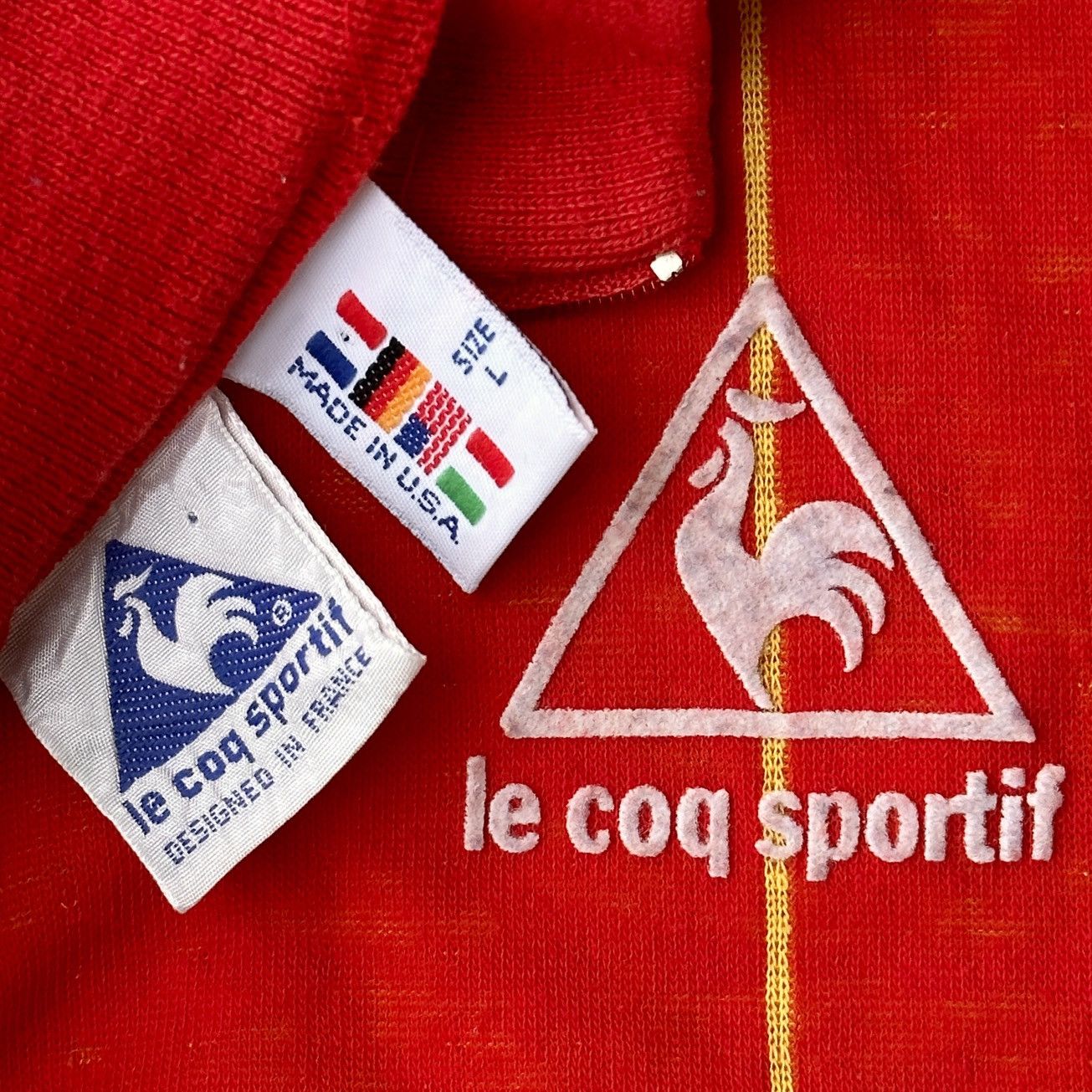 Bicycle 80s Le Coq Sportif Olympic Cycling racing Jersey USA Shirt Size US L / EU 52-54 / 3 - 6 Thumbnail