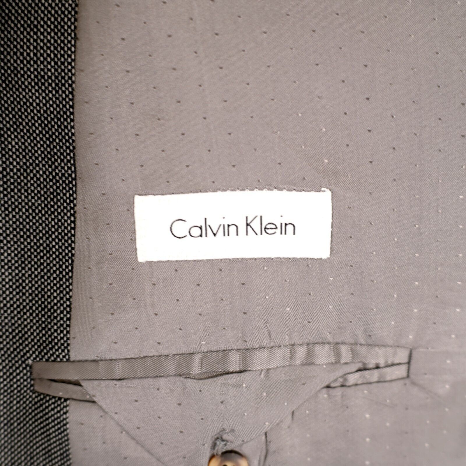 Calvin Klein Calvin Klein Lord & Taylor White Black Check Textured Wool 2 Size 44S - 9 Thumbnail