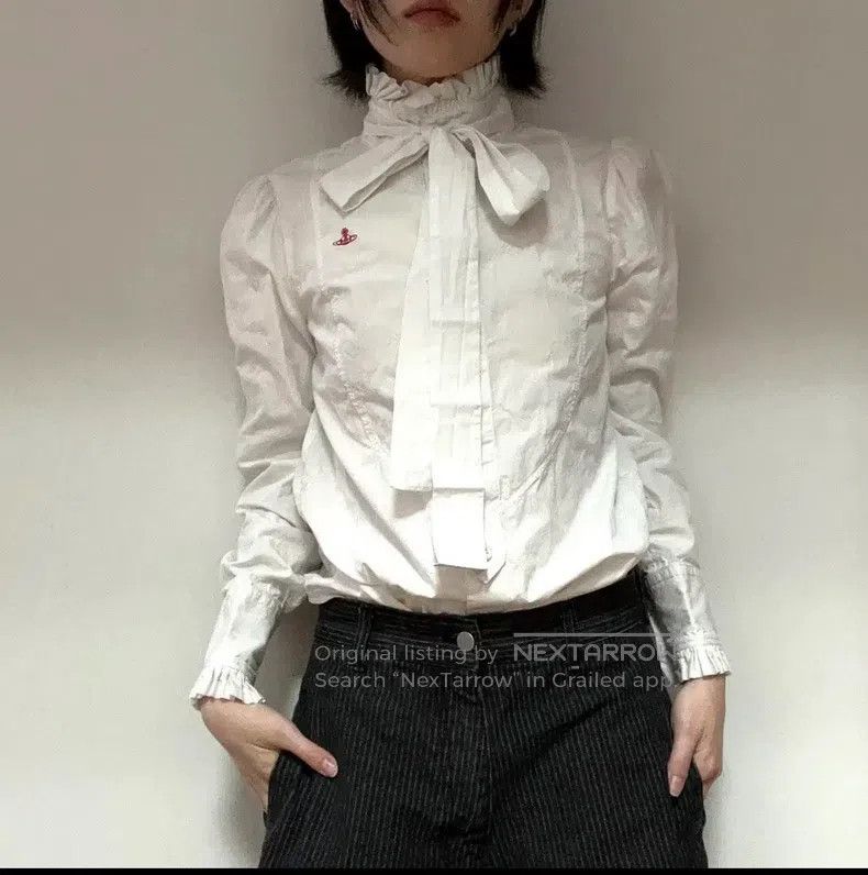 Vivienne Westwood Vivienne Westwood ORB logo pleated bow shirt Size S / US 4 / IT 40 - 1 Thumbnail