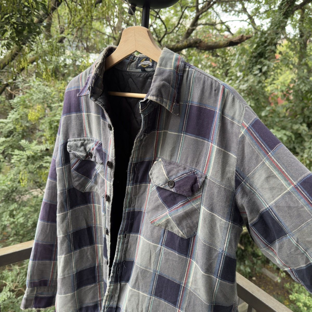 Vintage Thrashed Faded Distressed Flannel Shirt Jacket ERD Grunge Size US L / EU 52-54 / 3 - 8 Thumbnail