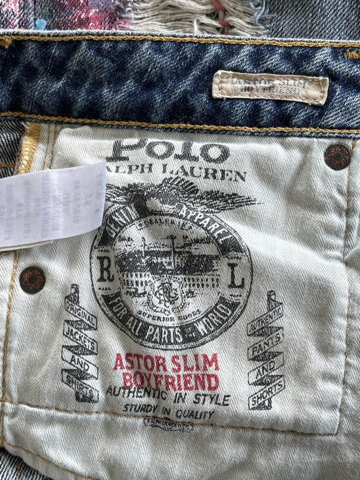 Polo Ralph Lauren Polo RL Paint Splatter Distressed Astor Slim Boyfriend Denim Size 28" / US 6 / IT 42 - 16 Thumbnail