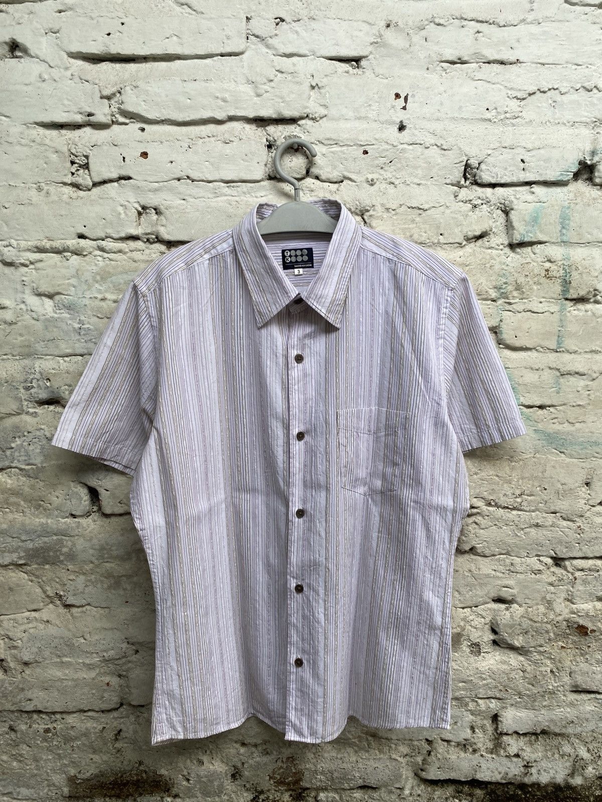 TAKEO KIKUCHI STRIPED TEXTURED BUTTON UP SHIRT