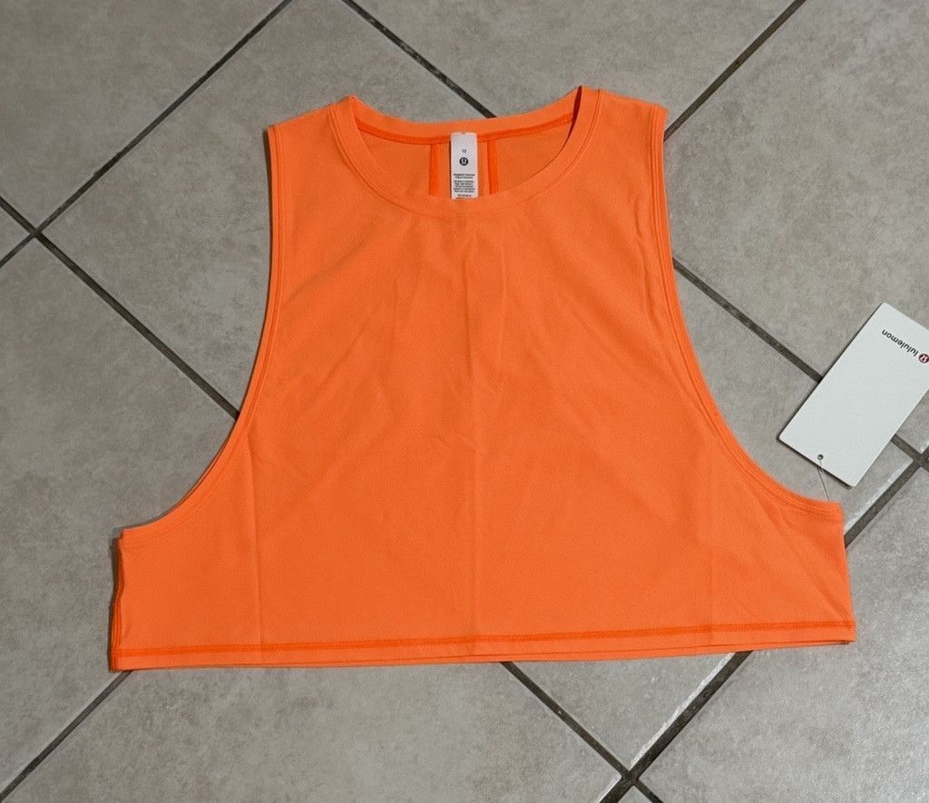 Lululemon LULULEMON MUSCLE LOVE CROP TANK TOUGH HIGHLIGHT ORANGE SZ 10 Size L / US 10 / IT 46 - 6 Thumbnail