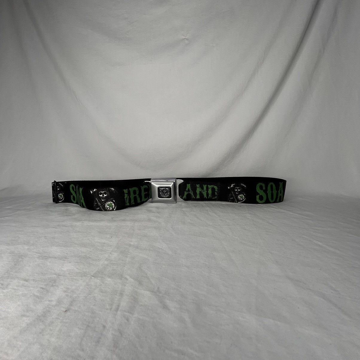 Vintage Ireland Green Skulls Graphic Buckle Down Belt Size ONE SIZE - 2 Thumbnail