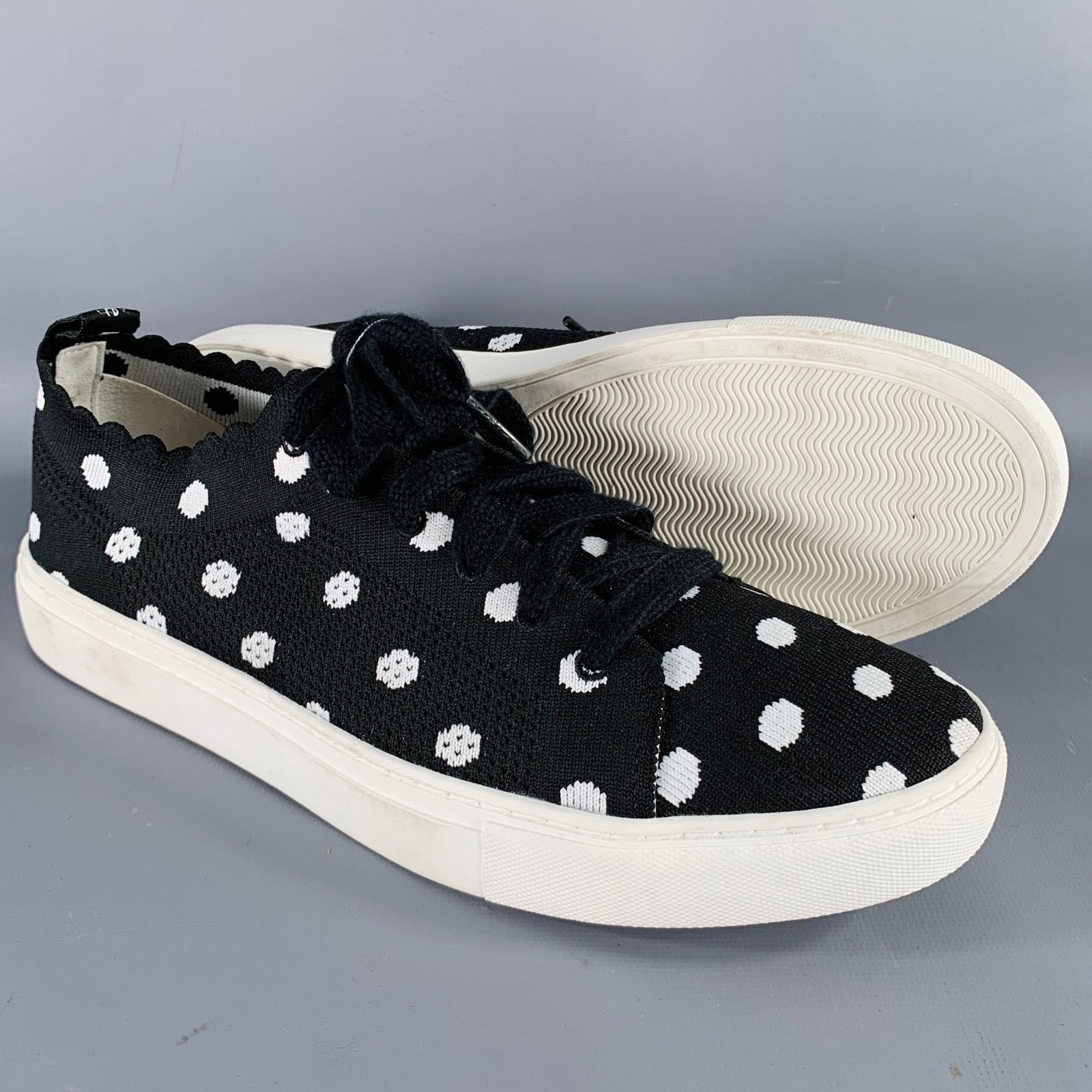 Kate Spade 9.5 Black White Nylon Polka Dot Scallop Trim Sneakers Size US 9.5 / IT 39.5 - 5 Thumbnail