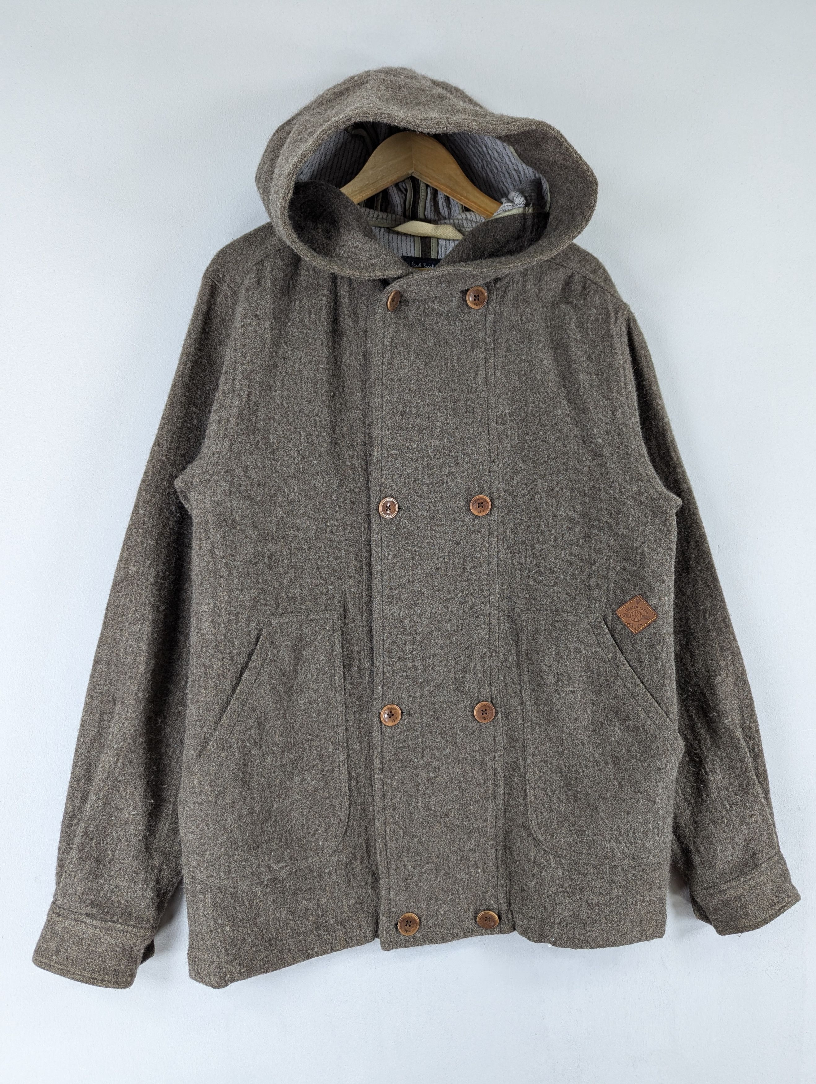 Designer × Paul Smith Paul Smith Cotton Wool Mix Tweed Double Hood Coat Jacket Size US L / EU 52-54 / 3 - 3 Thumbnail