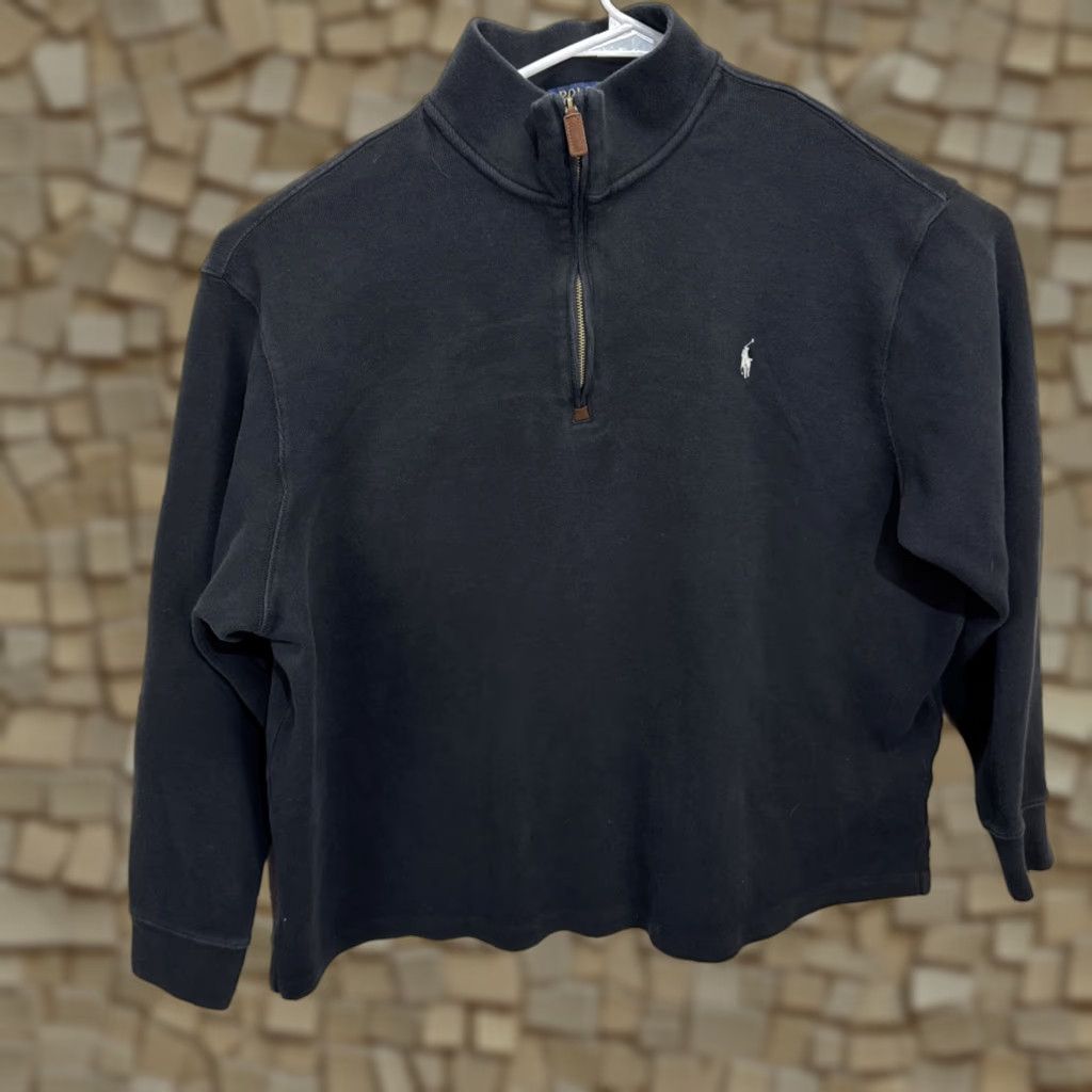 Ralph Lauren Polo Ralph Lauren Mens Black Long Sleeve 1/4 Zip Ribbed Pullover Sweater 2XB Big Size US XXL / EU 58 / 5 - 1 Thumbnail