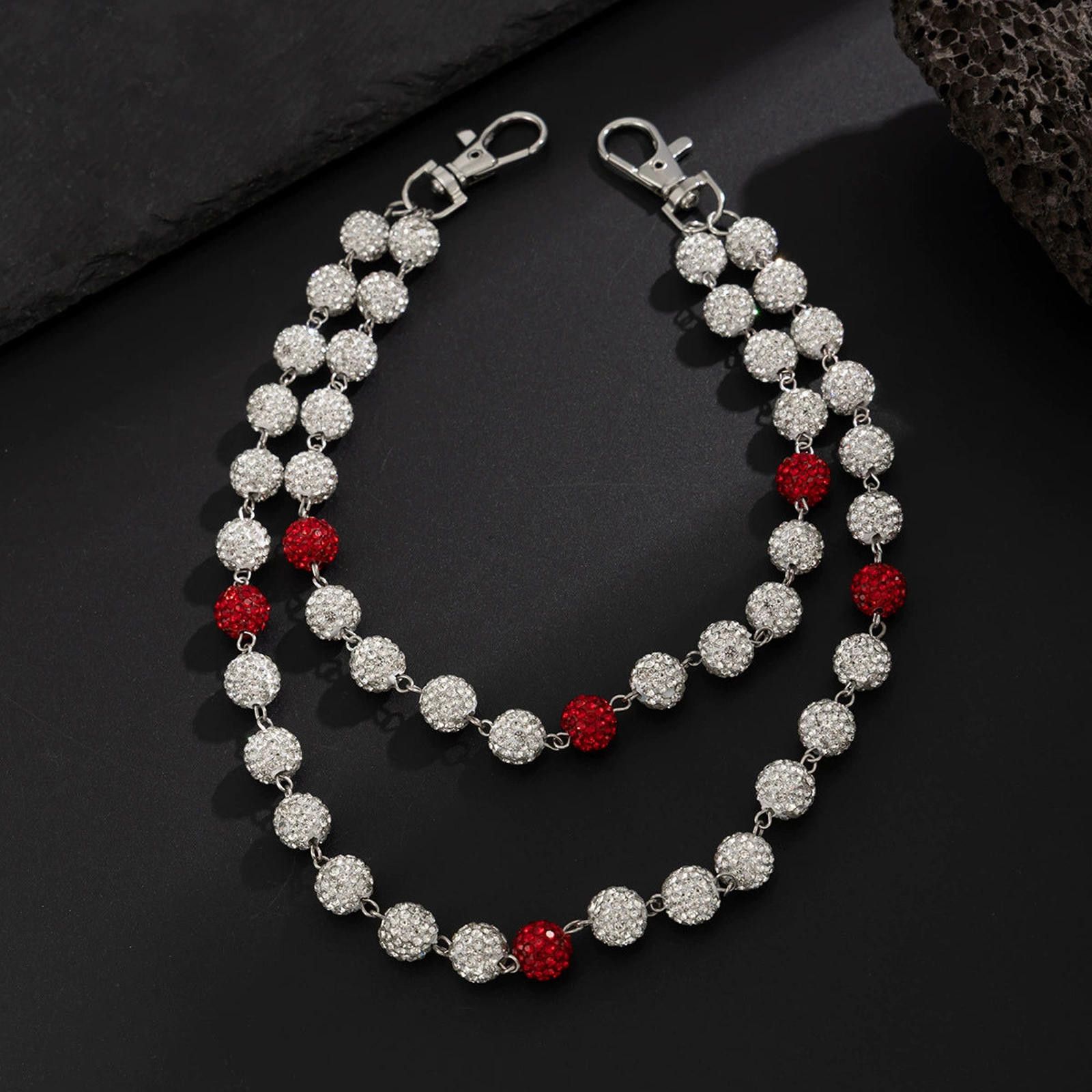 Jewelry Crystal Beaded Wallet Chain Accessory, Pants Chain Size ONE SIZE - 2 Thumbnail