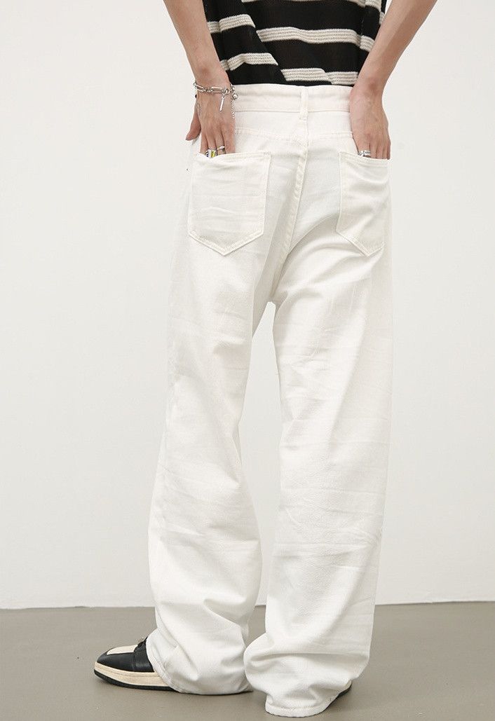 Designer × Japanese Brand White straight-leg casual jeans Size US 32 / EU 48 - 4 Thumbnail