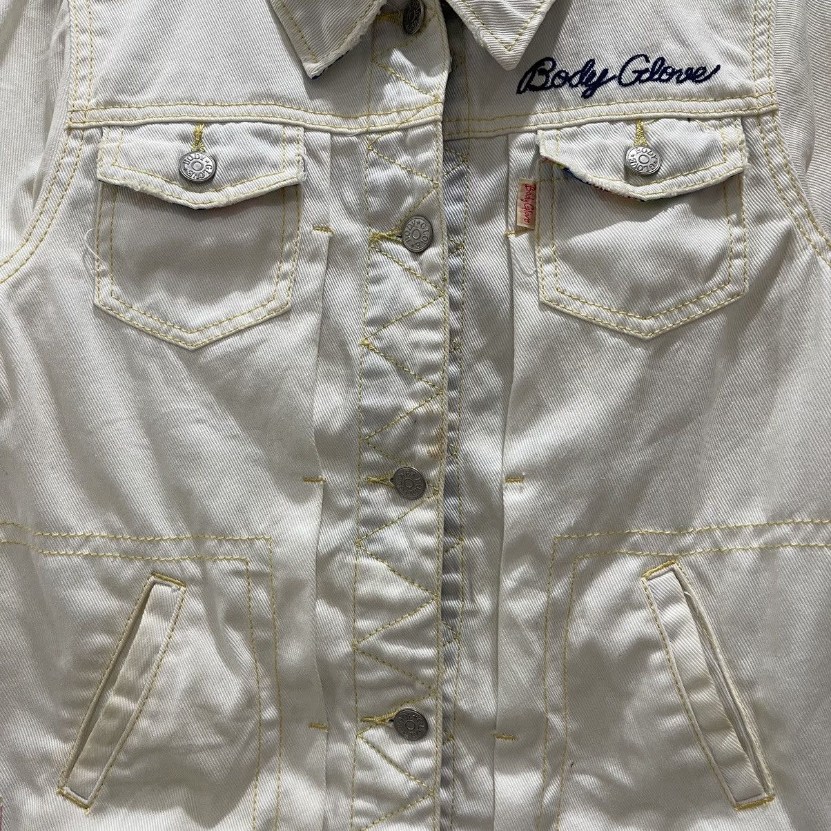 Body Glove × Vintage Rare Vintage Body Glove White Denim Trucker Button Jacket Size M / US 6-8 / IT 42-44 - 17 Thumbnail