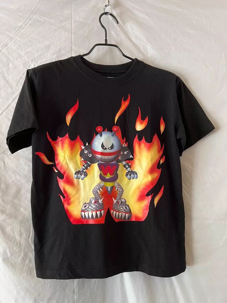 Walter Van Beirendonck black graphic robot flame short sleeve t