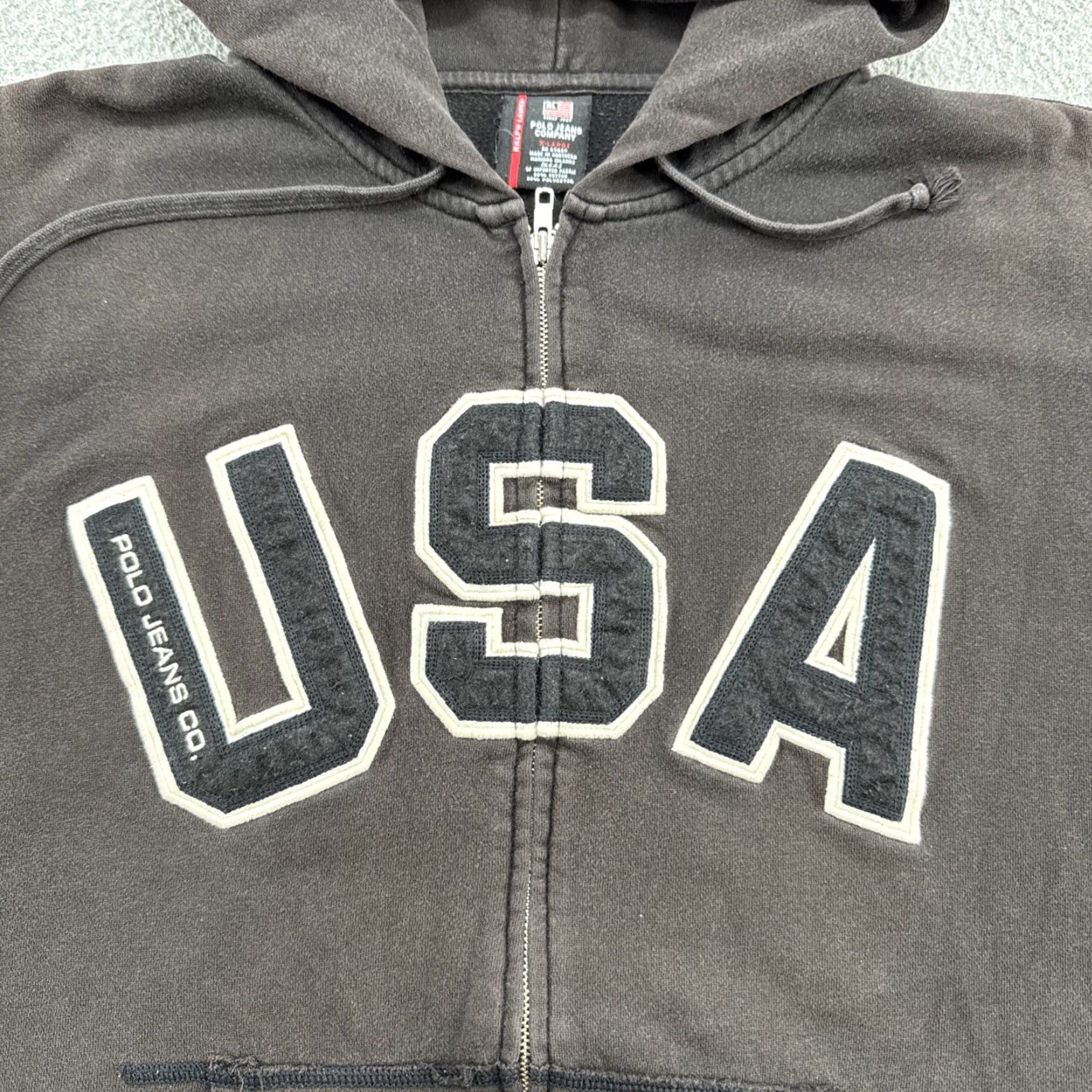 Polo Ralph Lauren Vtg Polo Ralph Lauren USA Embroidered Mens XL Faded Black Full Zip Hoodie Pocket Hooded Size US XL / EU 56 / 4 - 2 Thumbnail