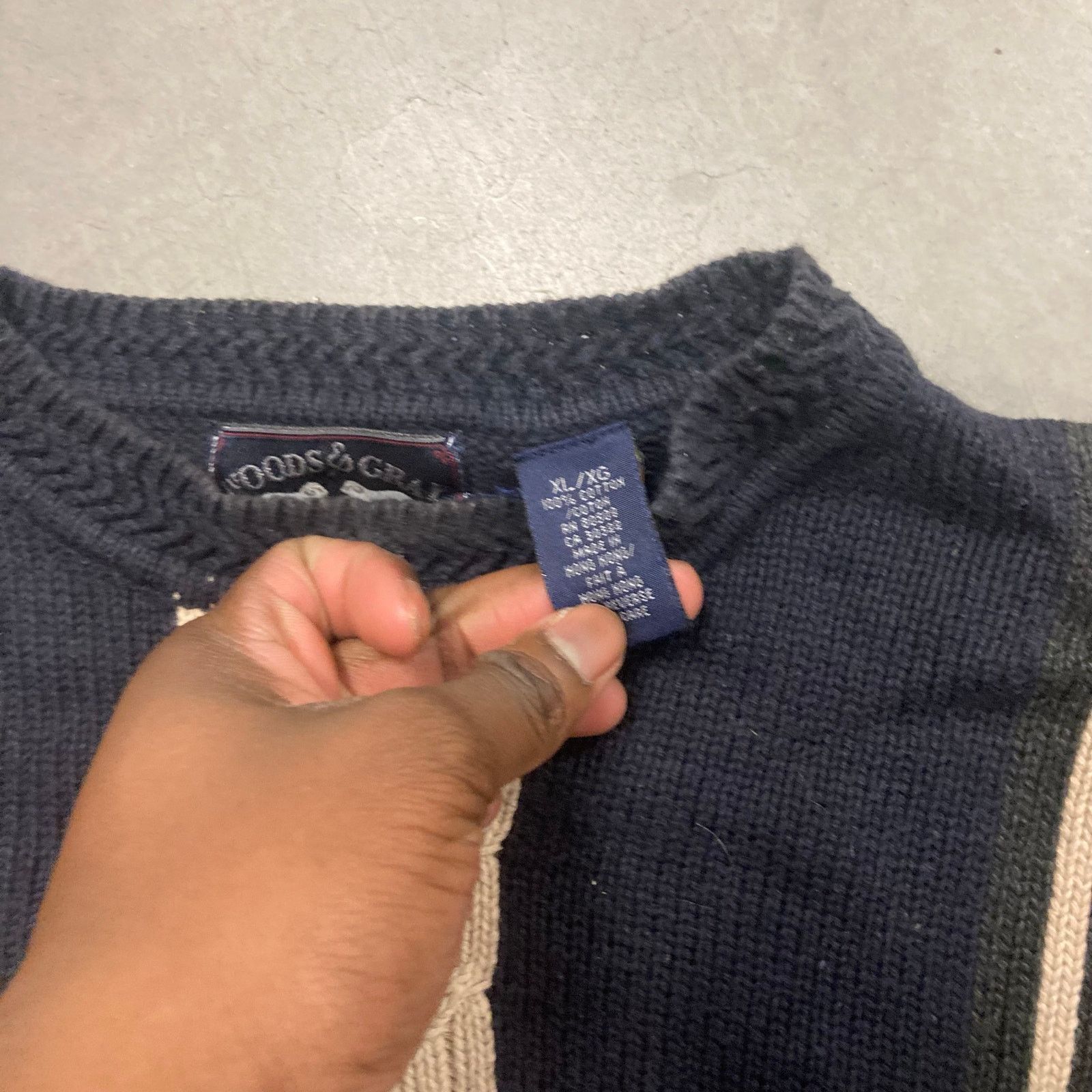 Vintage vintage woods & gray striped sweater Size US XL / EU 56 / 4 - 4 Thumbnail