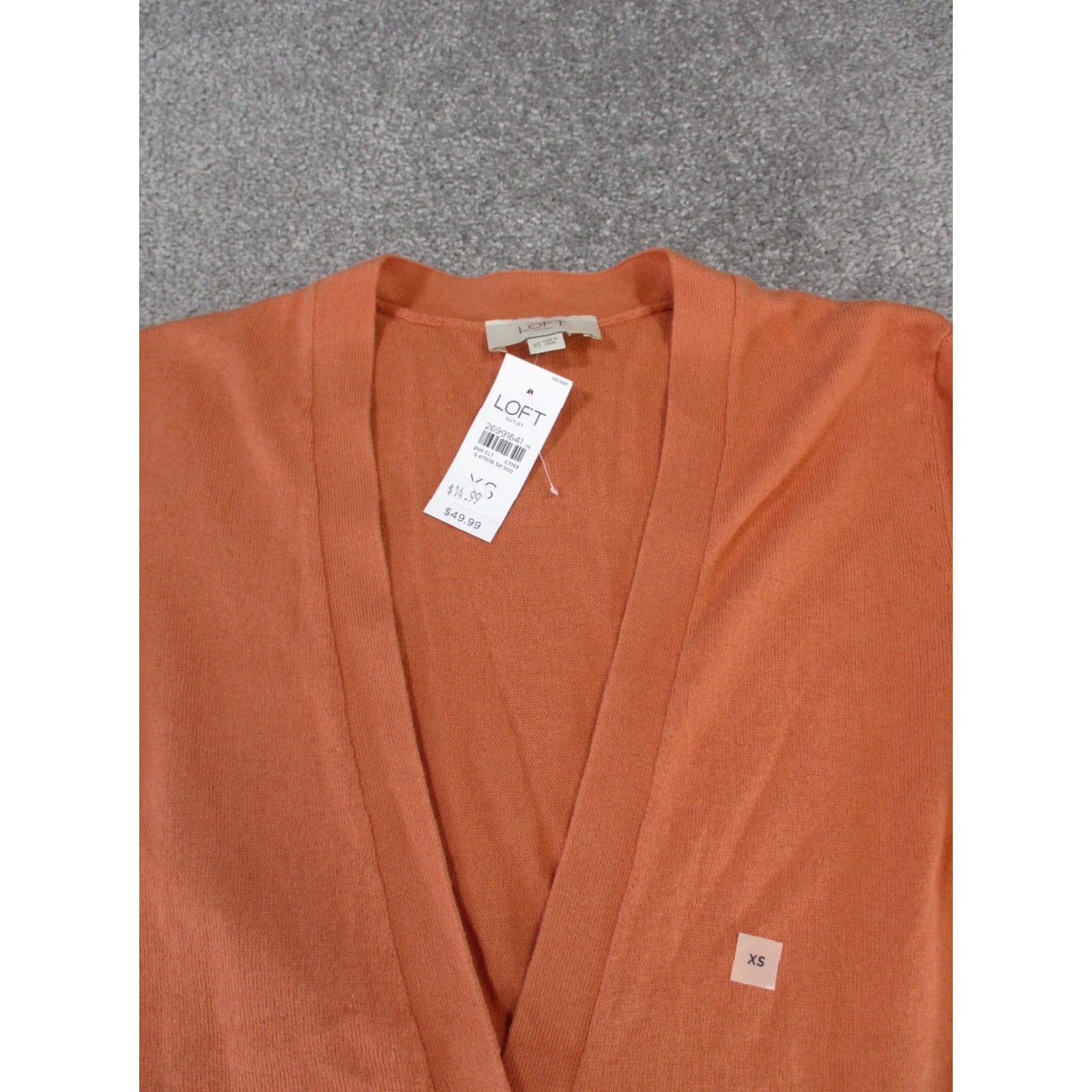 Loft VINTAGE Loft Womens Sweater Cardigan XS Long Sleeve Orange Cotton Knit 90s Womens Size XS / US 0-2 / IT 36-38 - 2 Thumbnail
