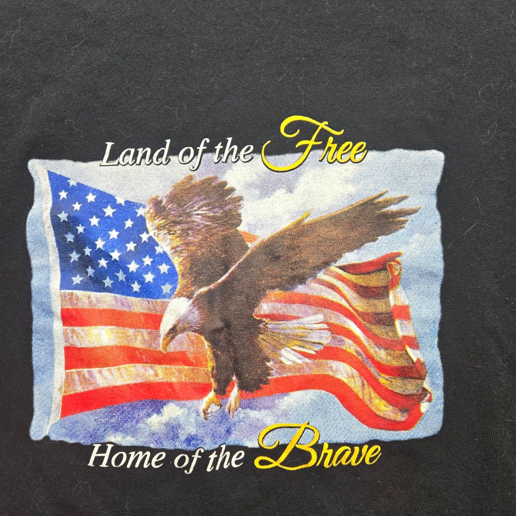 Vintage America Flag USA Patriotic Black Tee T-Shirt Short Sleeve Men's L 4th July Shirt USA Patriotic Mens Black T-Shirt Short Sleeve L Size US L / EU 52-54 / 3 - 2 Thumbnail