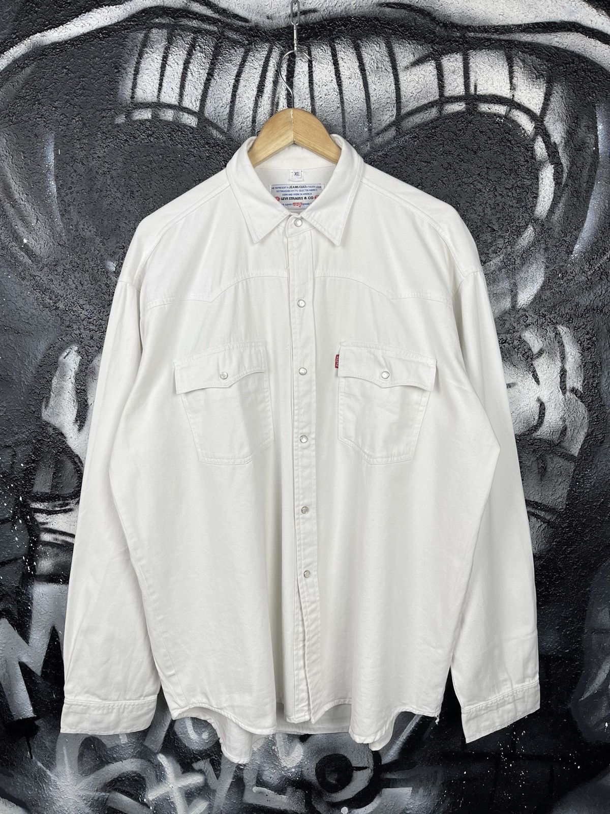 Levi's Vintage Levi’s Western White Shirt Long Sleeve Men’s Size XL Size US XL / EU 56 / 4 - 2 Thumbnail