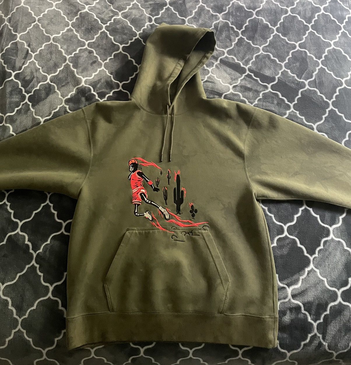 travis scott jordan washed suede hoodie olive