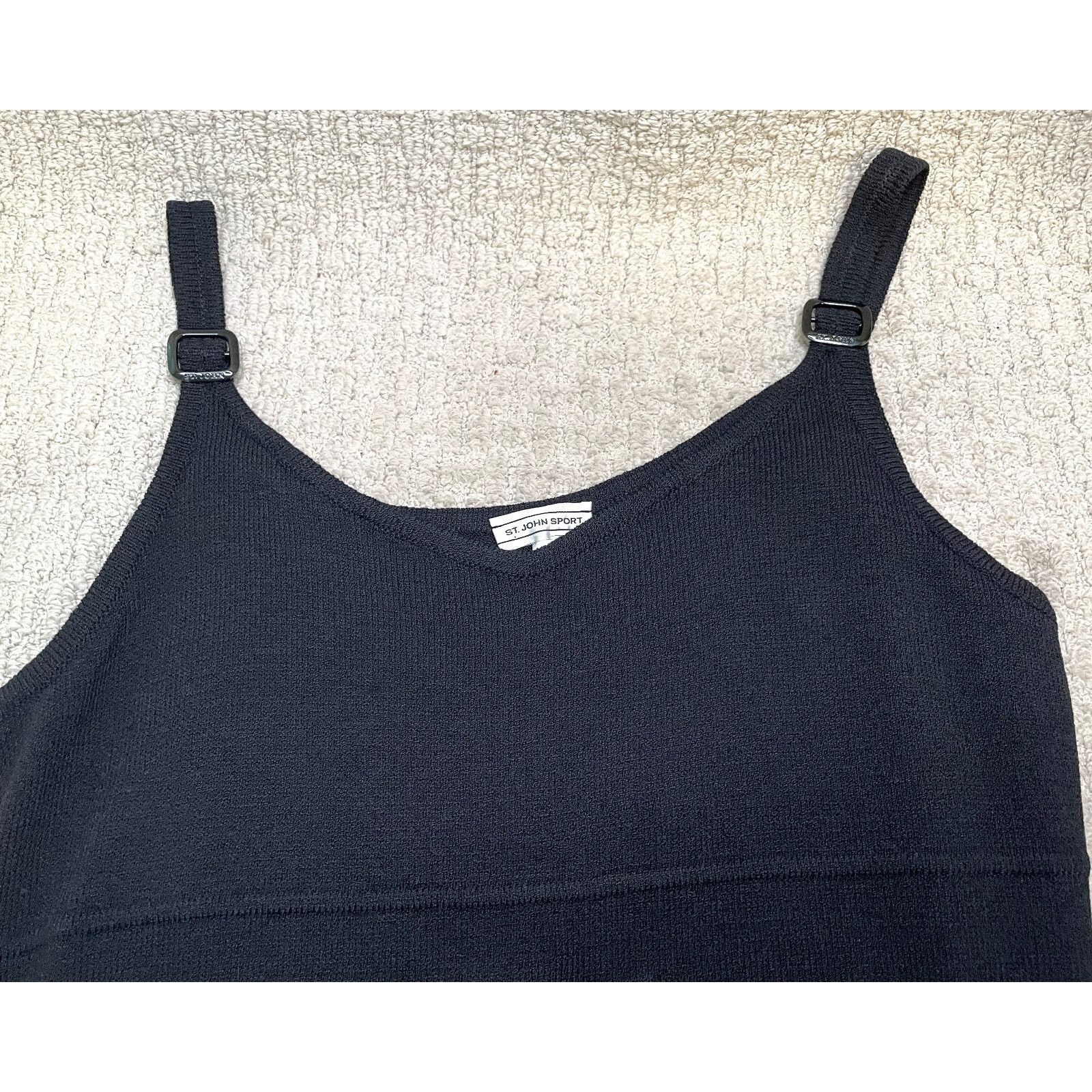 St John Black Santana Knit Jumper Dress L XL 10 12 14 Buckle