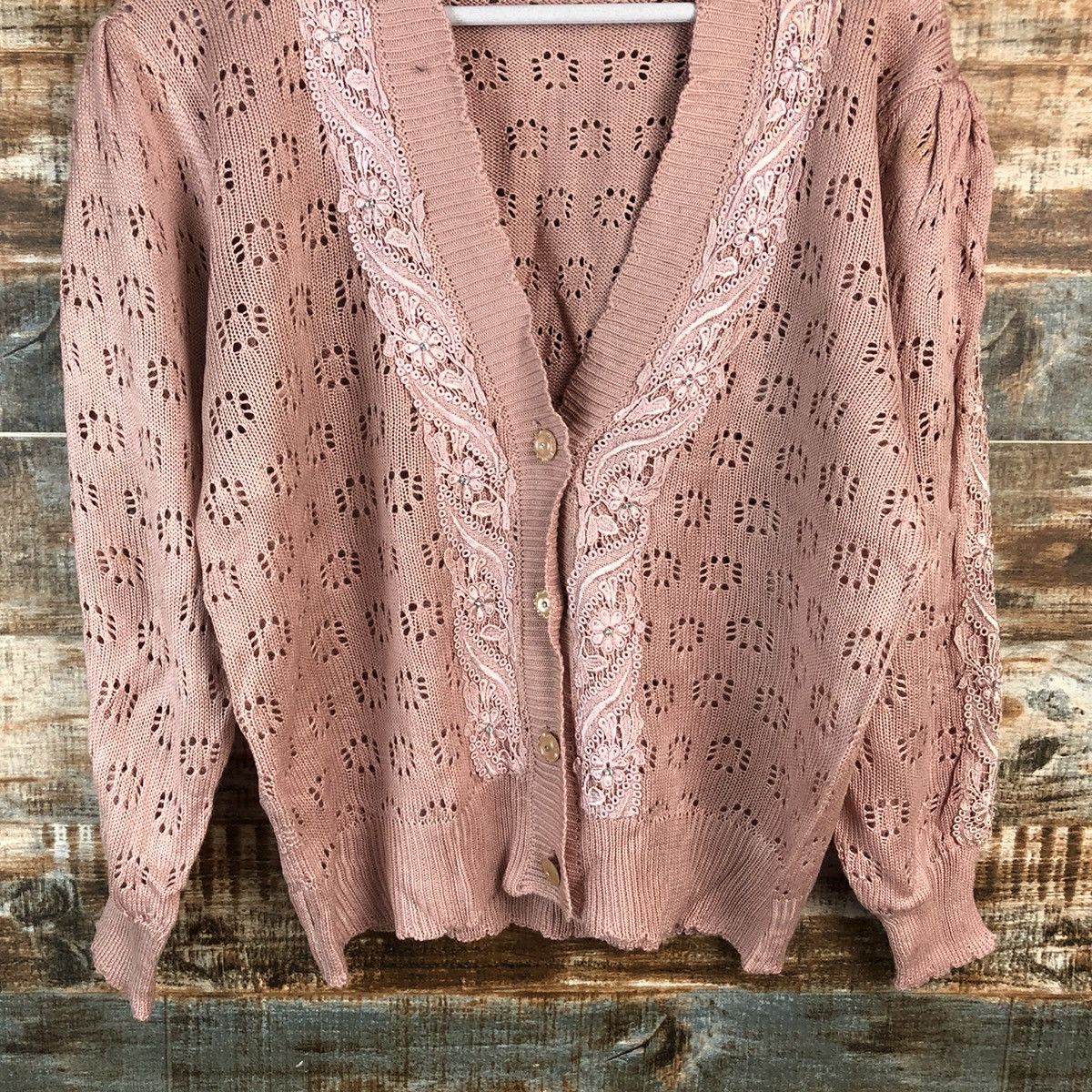 Homespun Knitwear × Japanese Brand × Vintage DL Japan vintage Pink Cardigan Knitwear #C463 Size M / US 6-8 / IT 42-44 - 6 Thumbnail