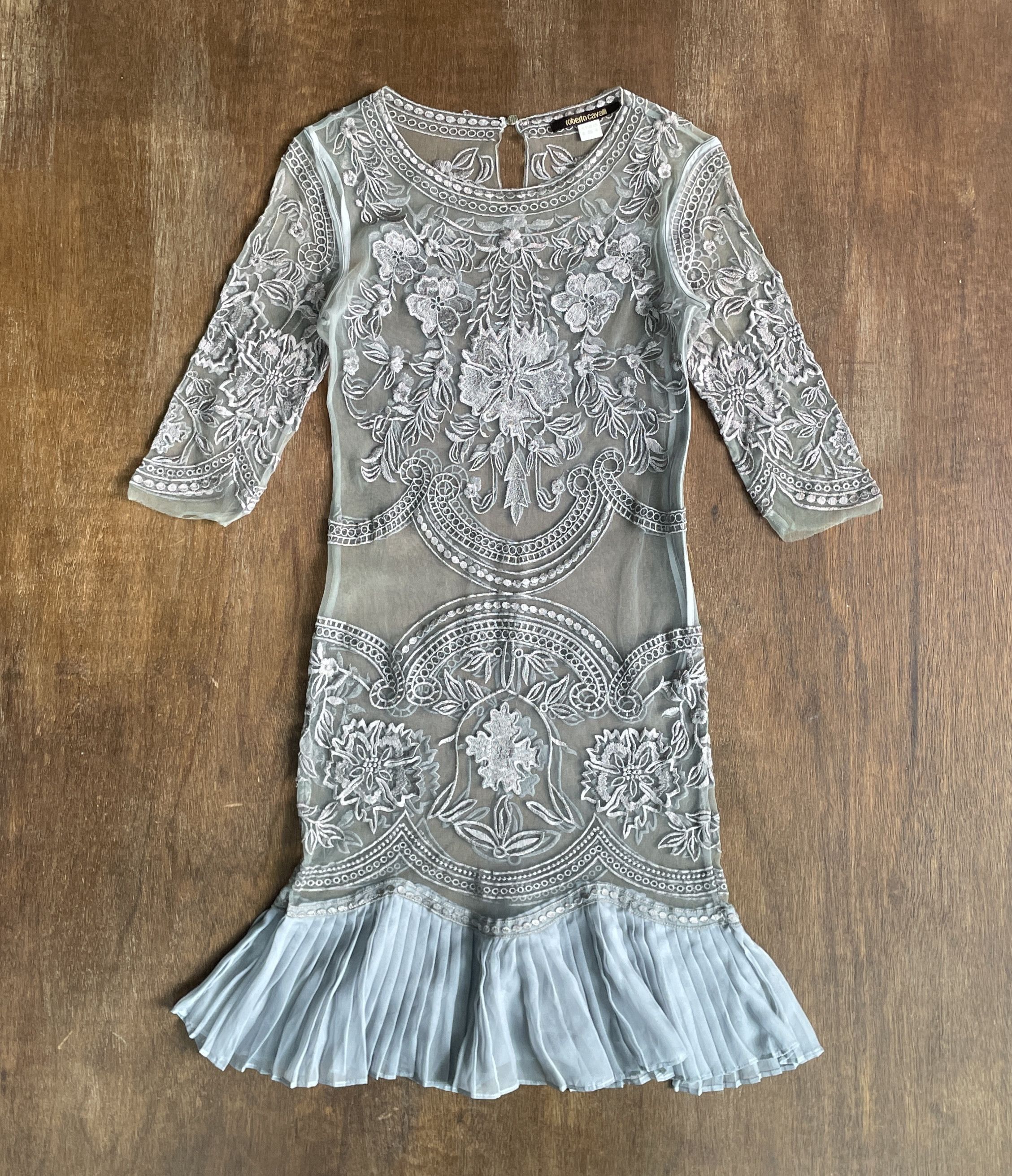 Roberto Cavalli Roberto Cavalli Lace Embroidered Ruffle Hem Dress 3/4 Sleeve Size S / US 4 / IT 40 - 1 Thumbnail