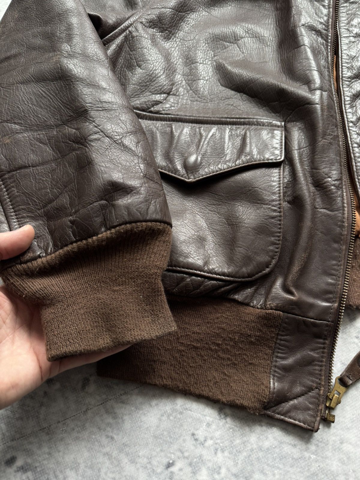 Cockpit USA Cockpit vintage leather jacket brown zip bomber Size US M / EU 48-50 / 2 - 9 Thumbnail
