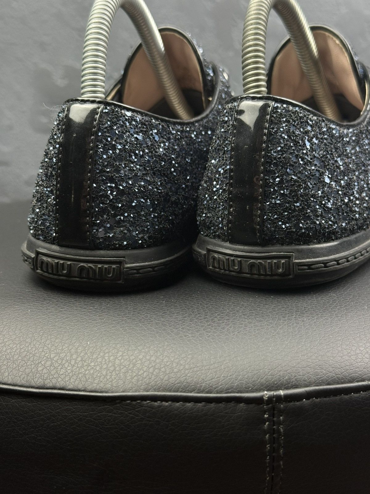 Miu Miu Miu Miu Glitter Dark Blue Studded Blue Trainer Sneakers Size US 10 / IT 40 - 9 Thumbnail