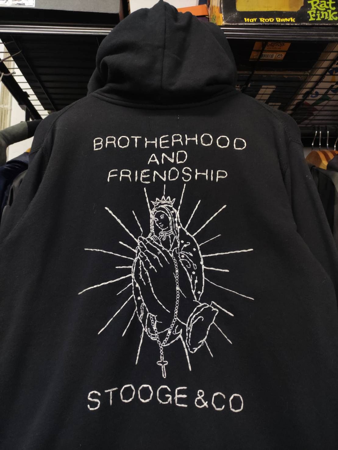 Japanese Brand Stooge & Co Virgin Mary Chain Stitch Embroidery Hoodies Size US M / EU 48-50 / 2 - 1 Thumbnail