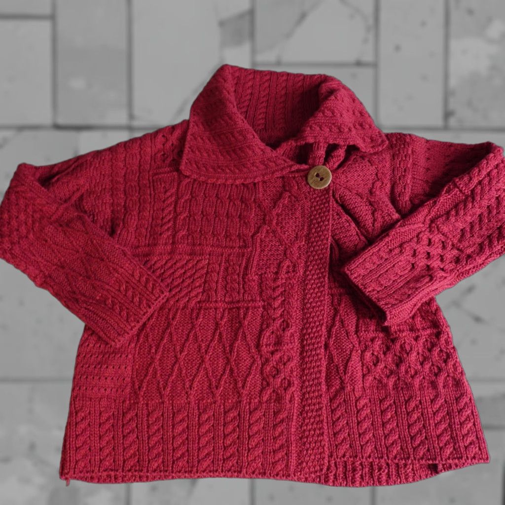 Vintage VINTAGE Carraig Donn Cardigan Sweater Womens Medium Red Wool Cable-Knit Fisherman Size M / US 6-8 / IT 42-44 - 1 Thumbnail