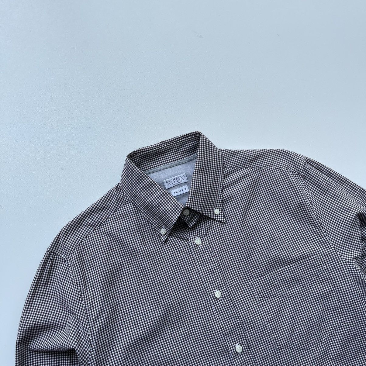 Brunello Cucinelli Brunello Cucinelli Slim Fit Cotton Checked Button Ups Shirt Size US S / EU 44-46 / 1 - 2 Thumbnail