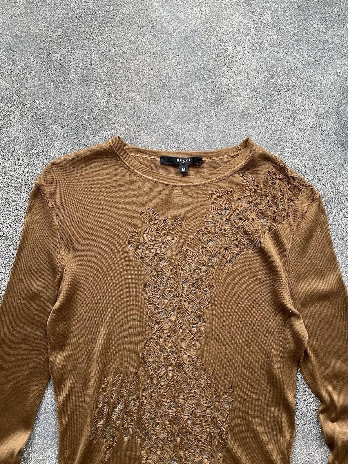 Gucci 2000’s Gucci By Tom Ford Silk Mesh Blouse Brown Vintage Size M / US 6-8 / IT 42-44 - 5 Thumbnail
