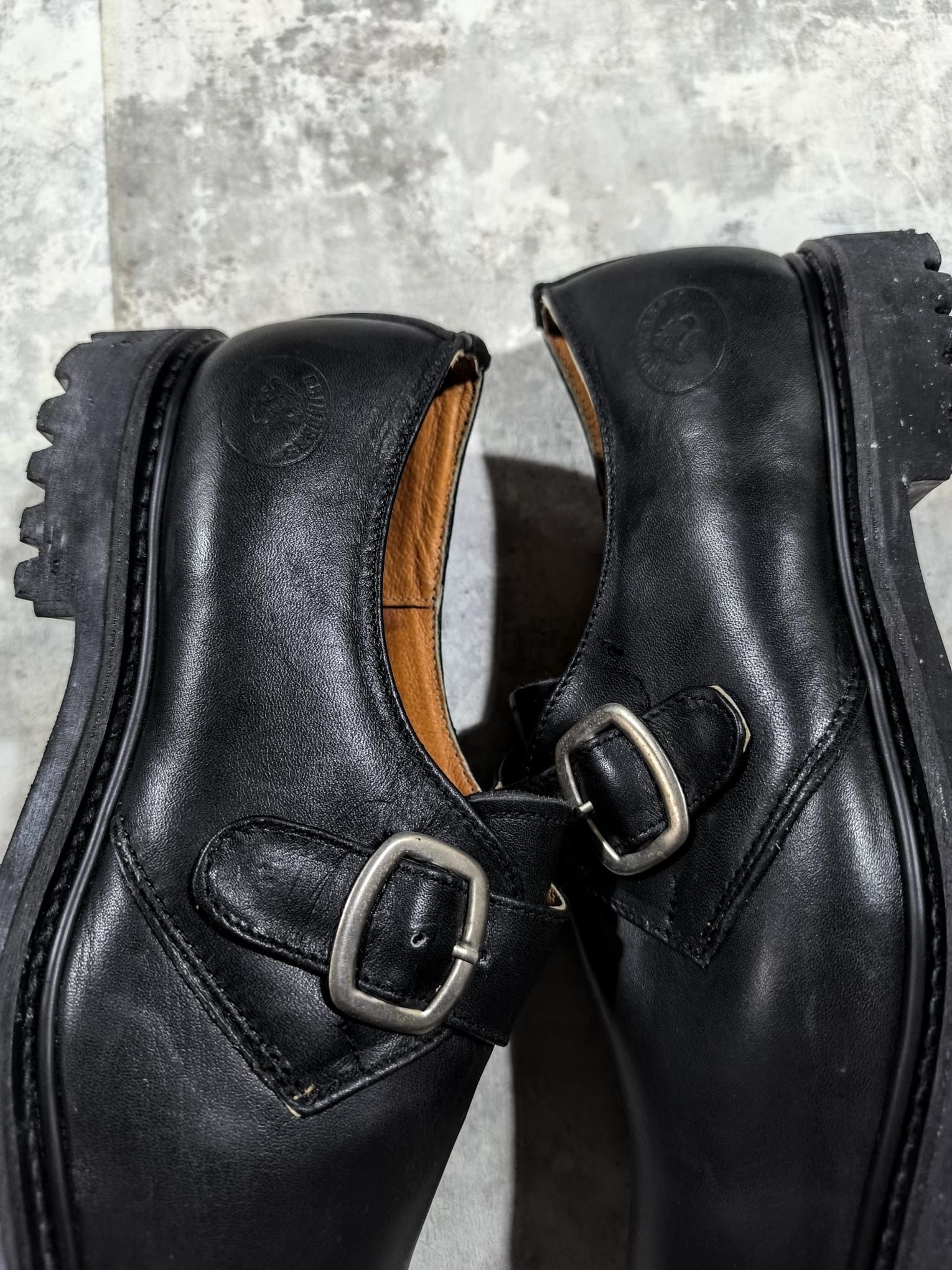 Genuine Leather Grinders Monk Strap Chunky Leather Derby Shoes England Punk Size US 10 / EU 43 - 4 Thumbnail