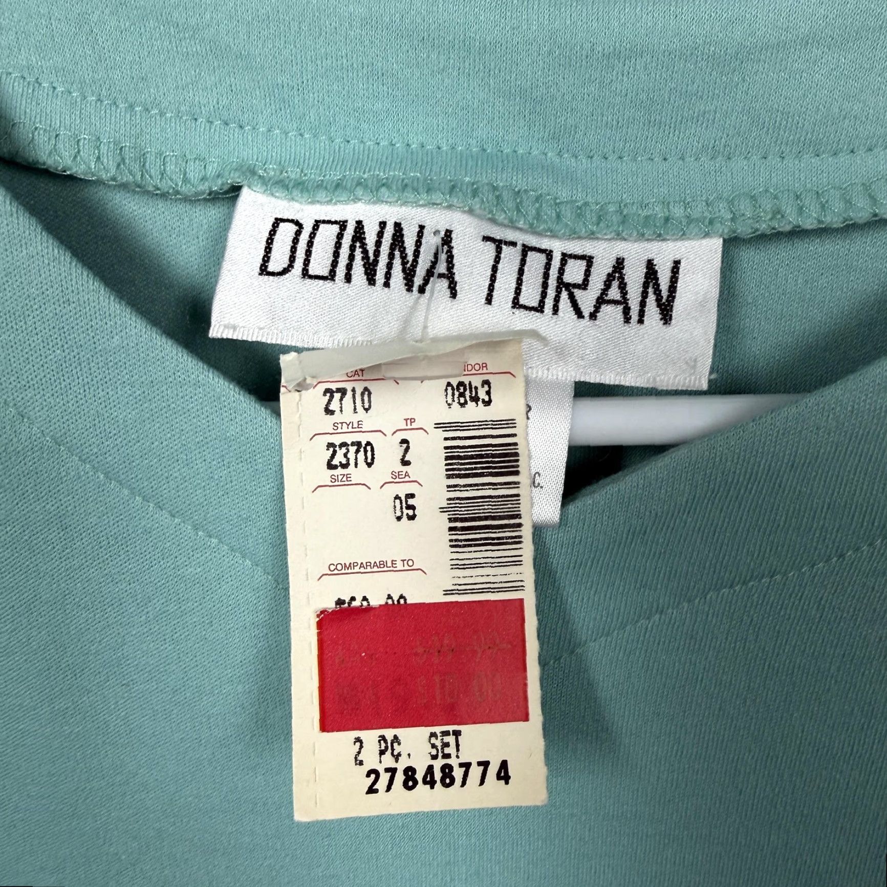 Vintage VINTAGE Donna Toran Pajama Set Green Fish Embroidered Knit Sleepwear P/XS Women's Vintage 90s Sleeptime Size ONE SIZE - 4 Thumbnail