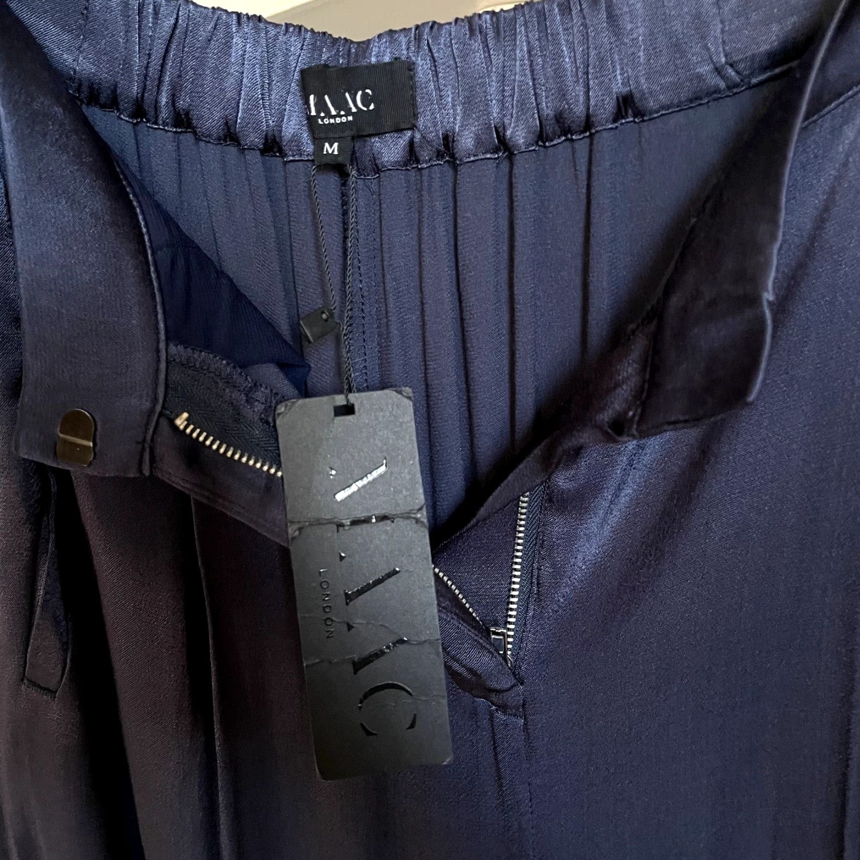 Vintage MAAC London Blue Satin Wide-Leg Trousers Pants Blue M Women Regular Size Satin Pants Wide-Leg London 50% viscose 50% Cotton Size 32" / US 10 / IT 46 - 4 Thumbnail
