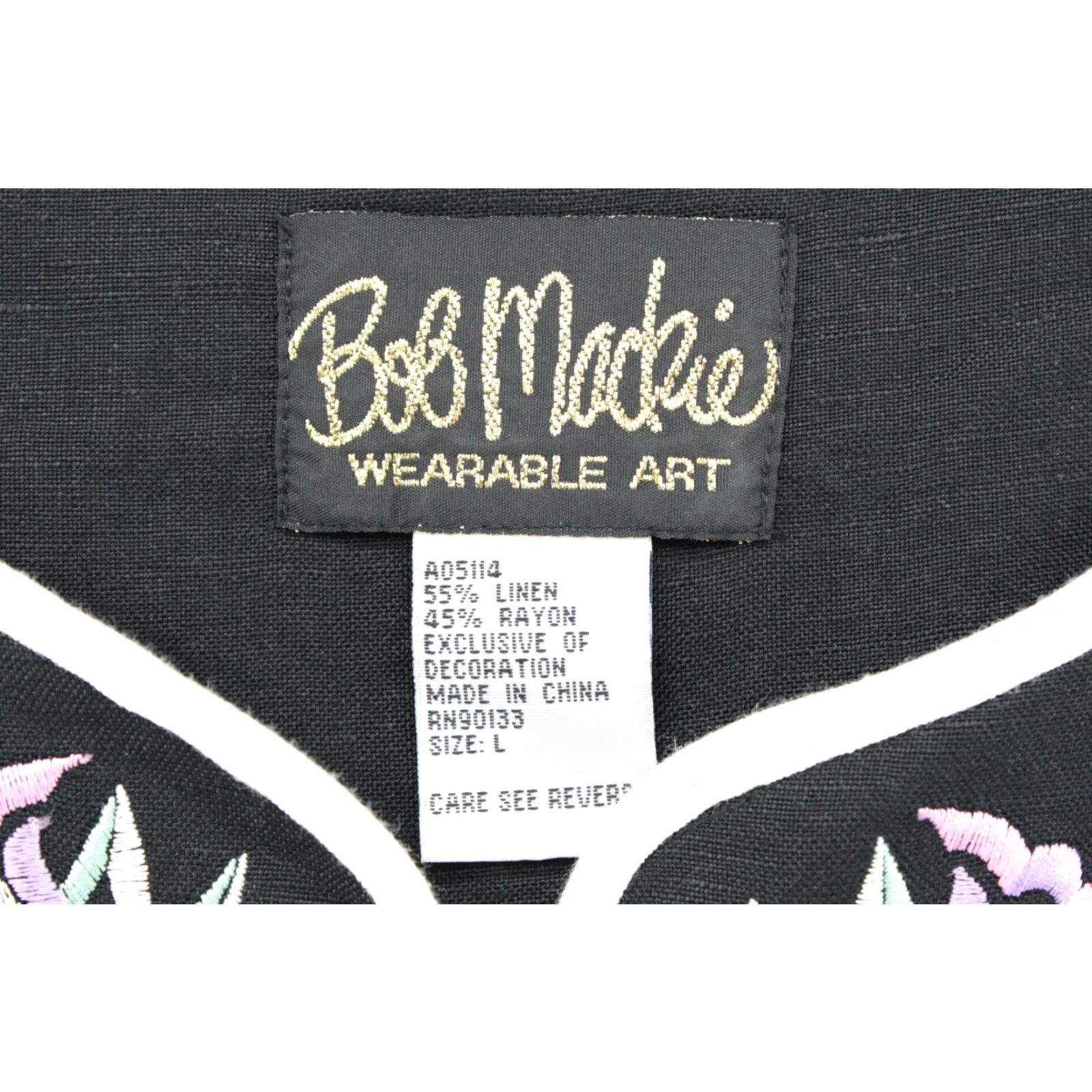 Bob Mackie VINTAGE Bob Mackie Wearable Art Womens Large Jacket Black Embroidered Linen Blend Size L / US 10 / IT 46 - 6 Thumbnail