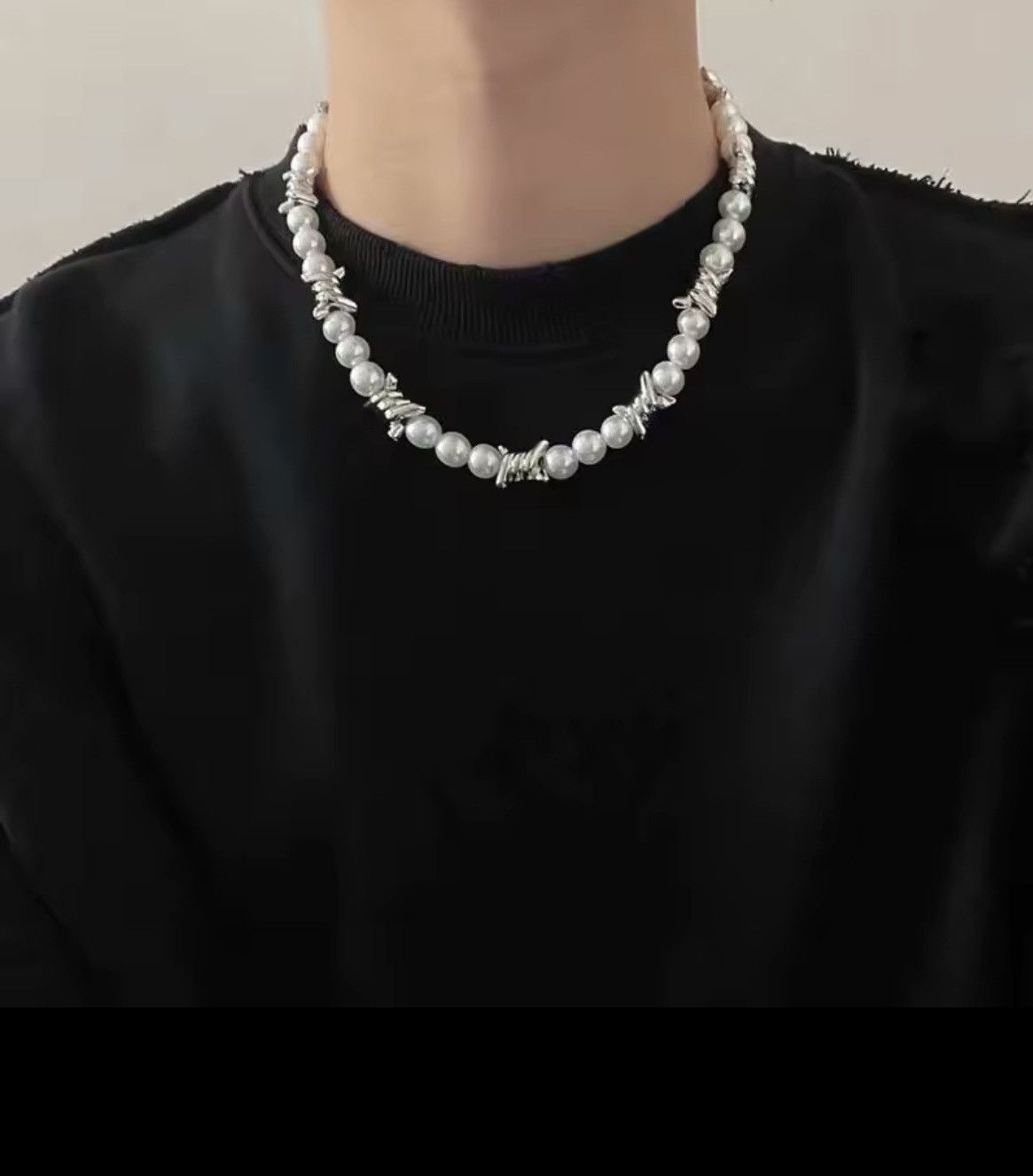 Pearls Before Swine Punk Hip Hop White Imitation Pearl Necklace Size ONE SIZE - 2 Thumbnail