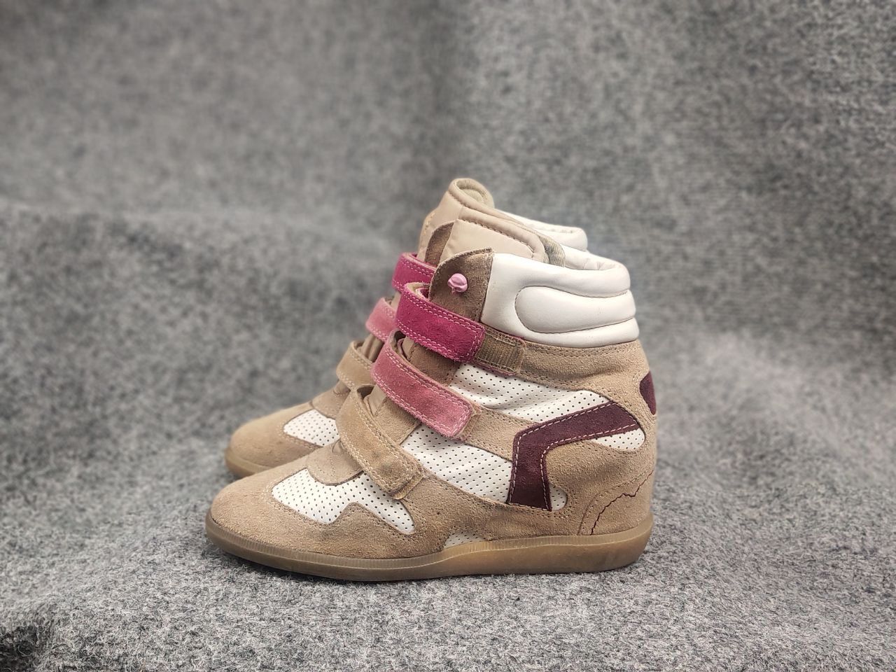 If Six Was Nine Vintage isabel marant Style wedge sneakers suede Velcro Y2K Size US 8 / IT 38 - 10 Thumbnail