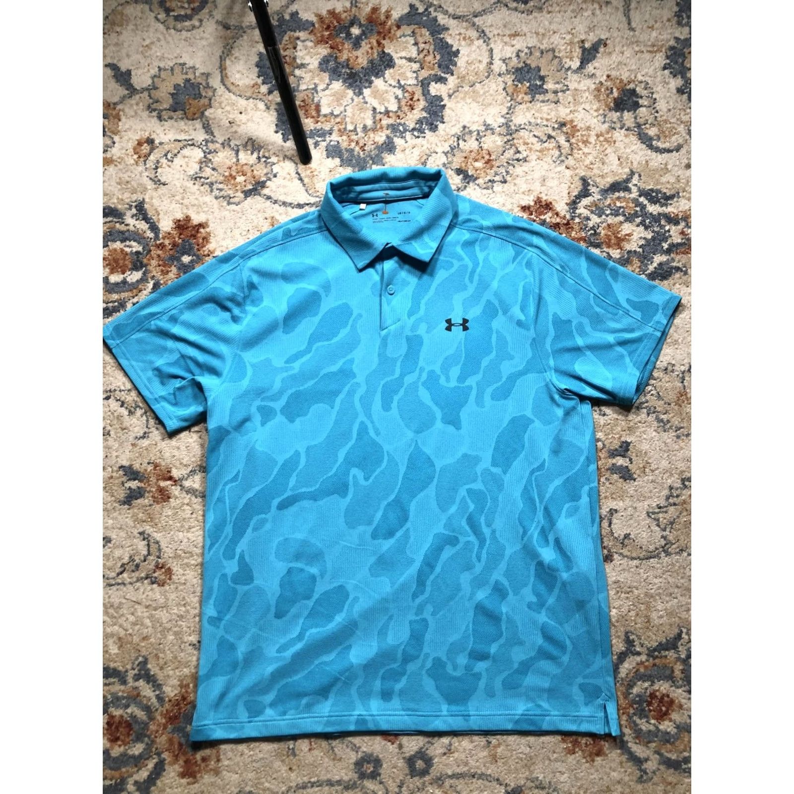 Under Armour Under Armour Polo Shirt Mens L Blue Camouflage HeatGear Golf Loose Fit Performance Size US L / EU 52-54 / 3 - 2 Thumbnail