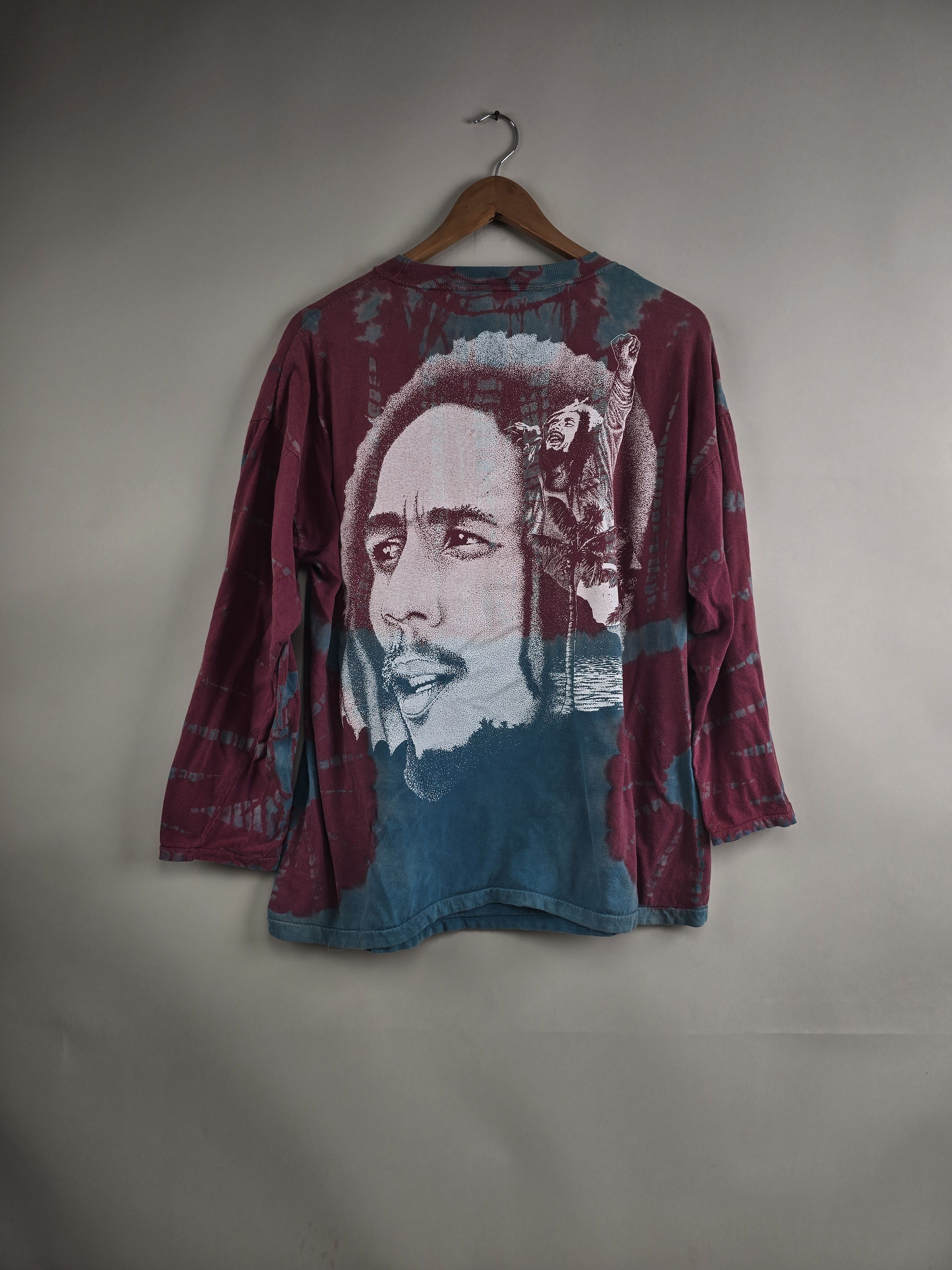 Band Tees × Bob Marley × Vintage 90s Bob Marley Smile Jamaica Tie Dye Long Sleeve Size US L / EU 52-54 / 3 - 4 Thumbnail