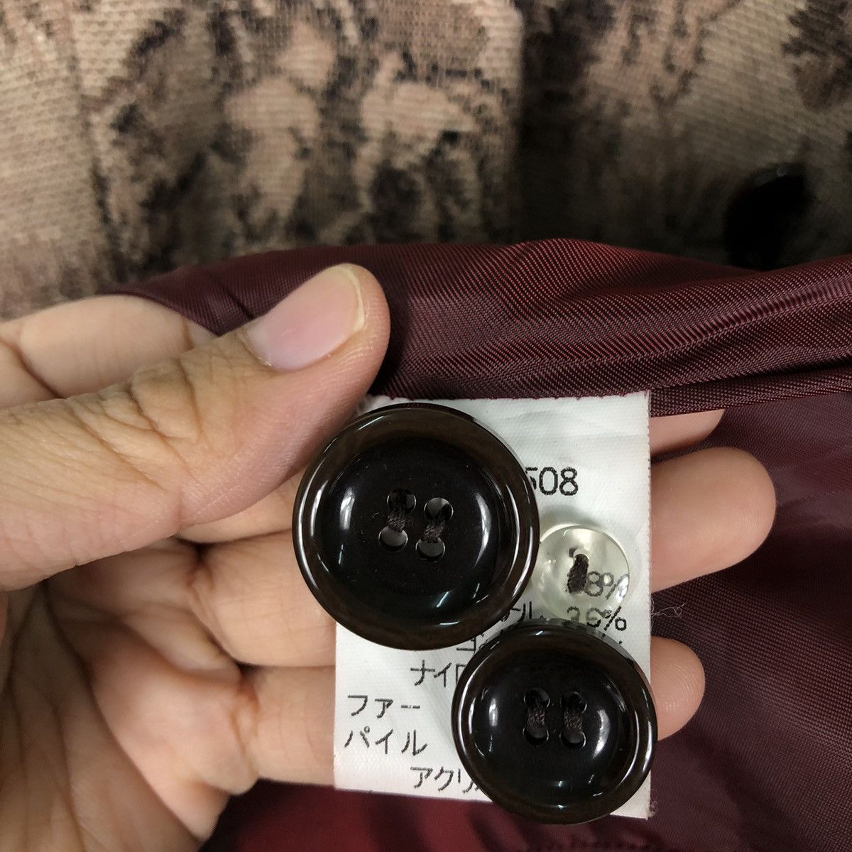 Tornado Mart 🔥Rich Brown - Double Breast Fly Coats Jacket Flower Over Size M / US 6-8 / IT 42-44 - 14 Thumbnail