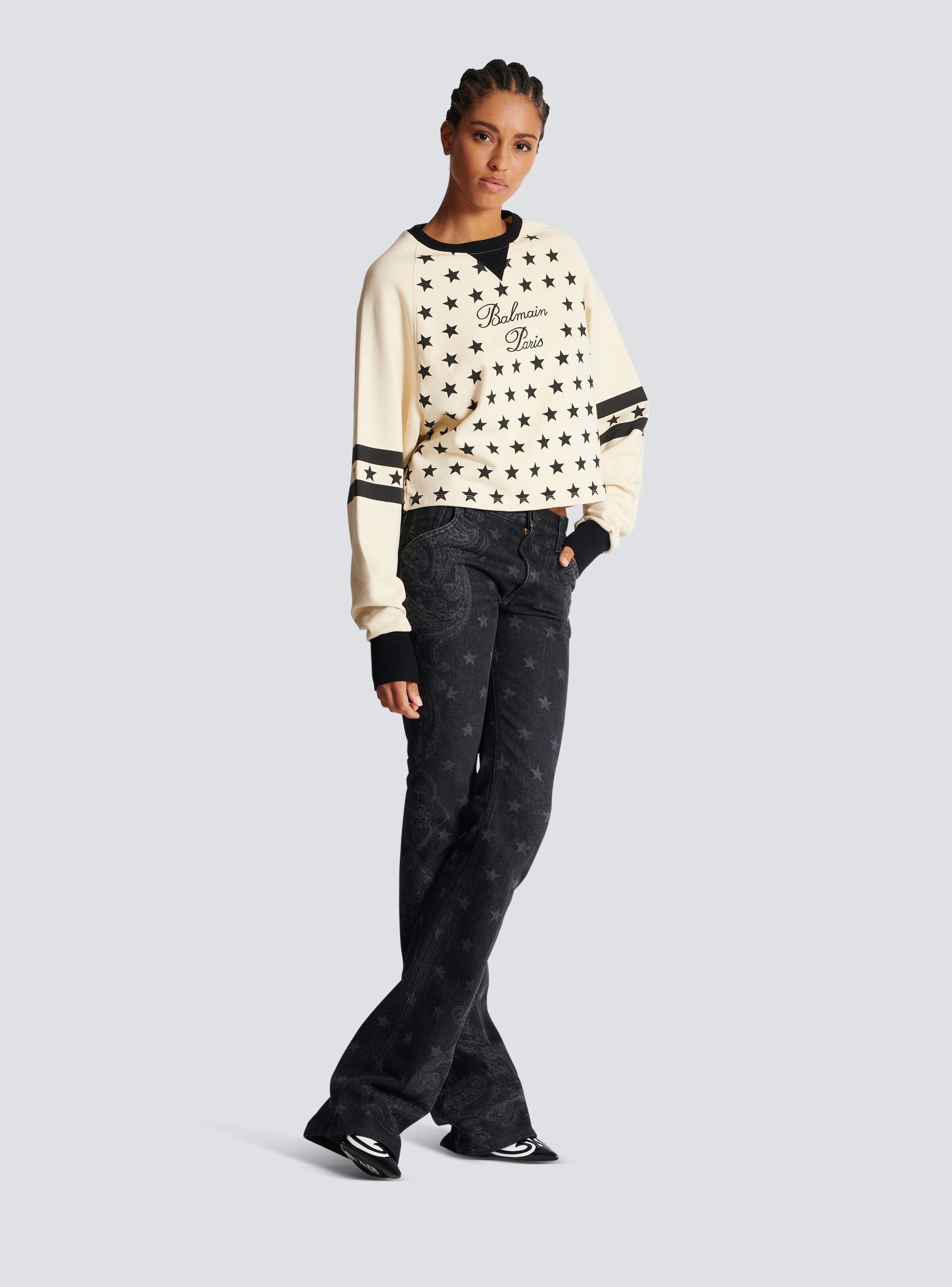 Balmain o1s1wg110825 Signature Logo Crewneck Sweater in Black/White Size S / US 4 / IT 40 - 3 Thumbnail