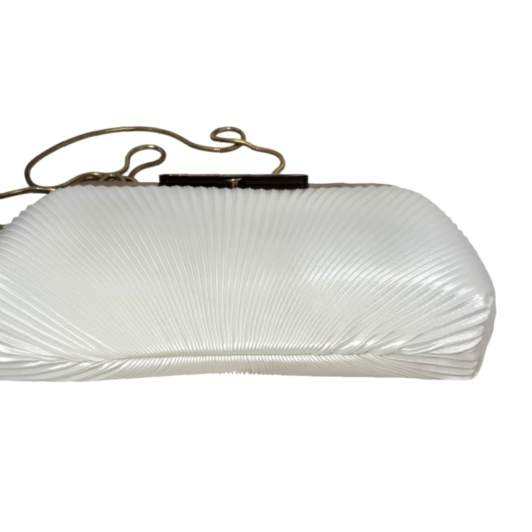 MCM VINTAGE MCM Jeweled Handle Pleated Clutch Ivory Champagne Evening Bag Women or Girls? Size ONE SIZE - 4 Thumbnail