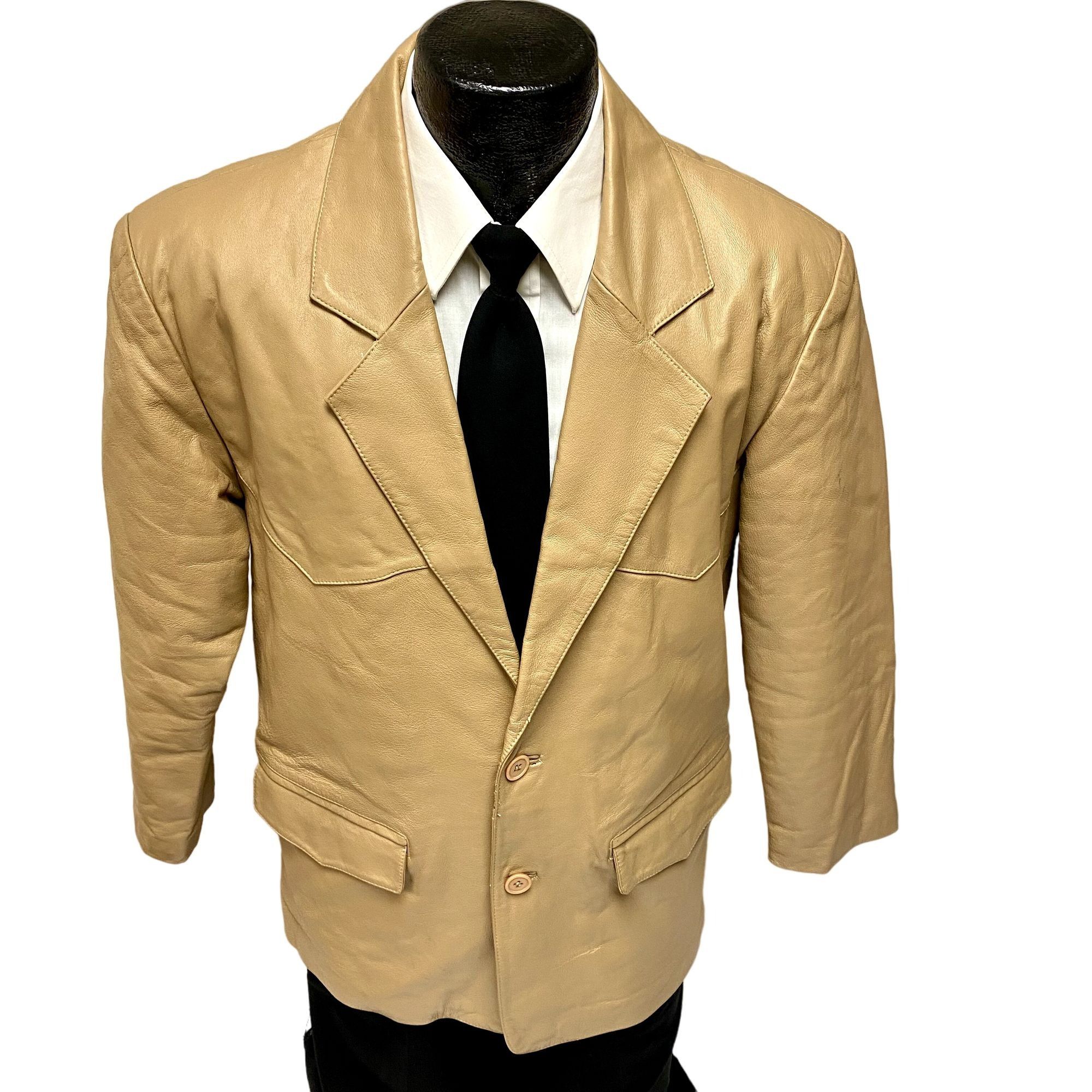 image of Unkwn Niko Leather Men Tan Sport Coat Cowboy Western Jacket S in Beige Tan (Size Small)