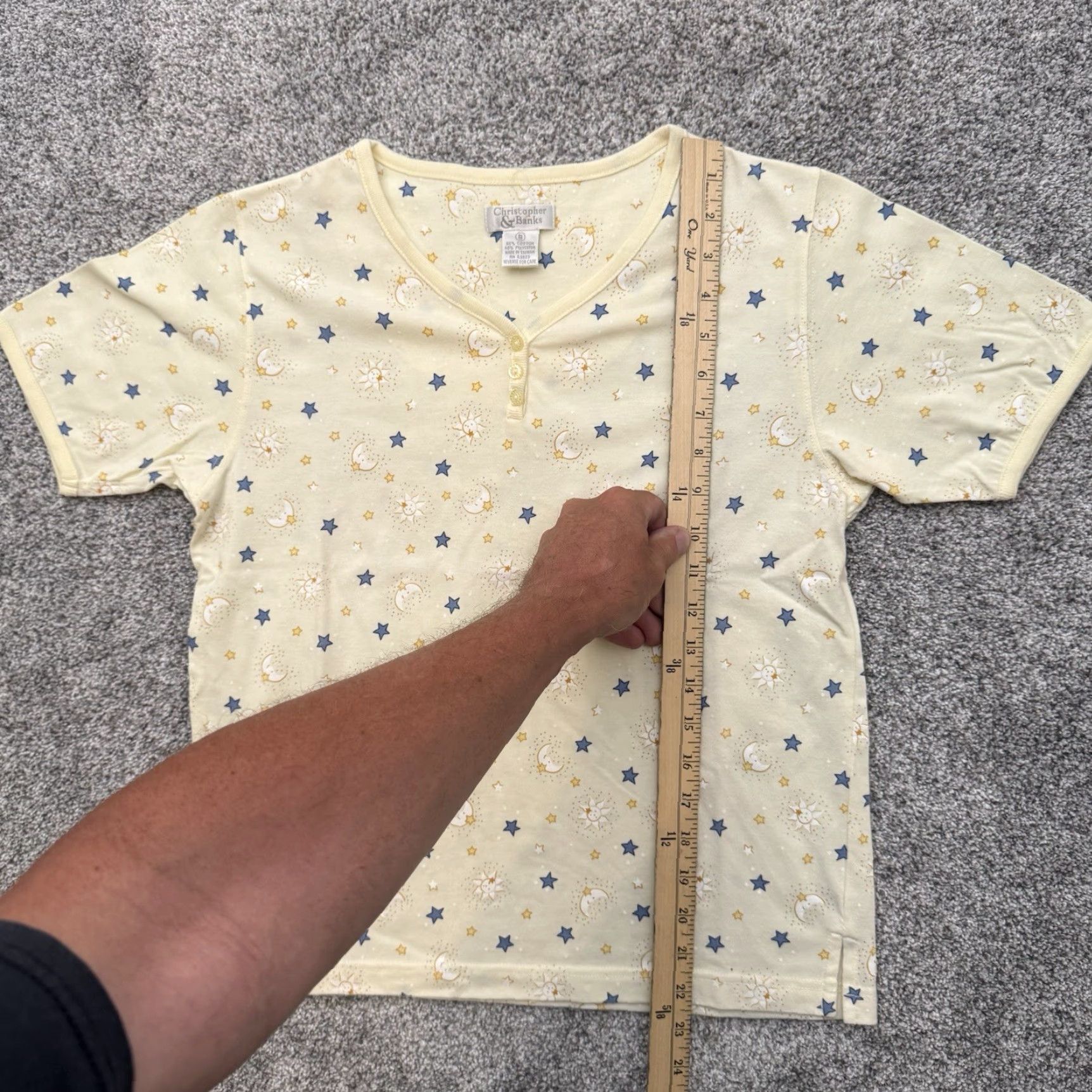 Vintage VINTAGE Christopher & Banks Pajama Shirt S Yellow Moon Stars Cottagecore Coquette Shirt Womens S Size S / US 4 / IT 40 - 2 Thumbnail