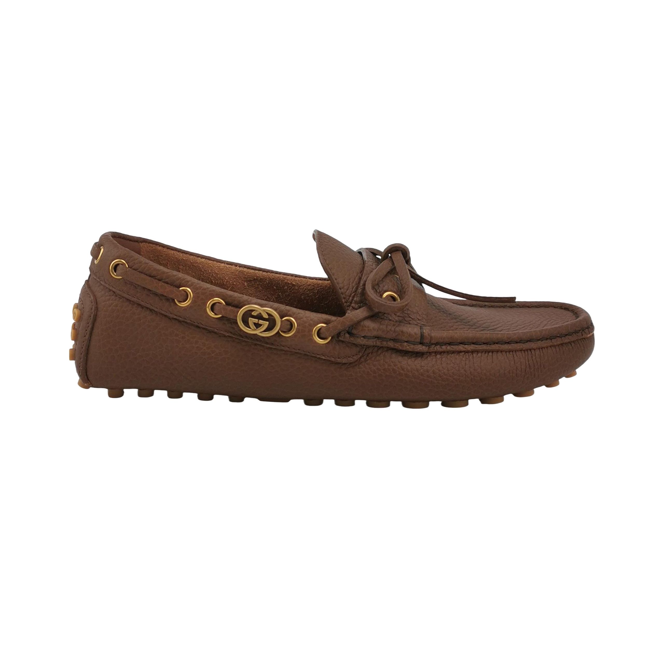 Gucci Gucci Interlocking G Grained Leather Driving Shoes 6.5 Size US 6 / EU 39 - 1 Thumbnail