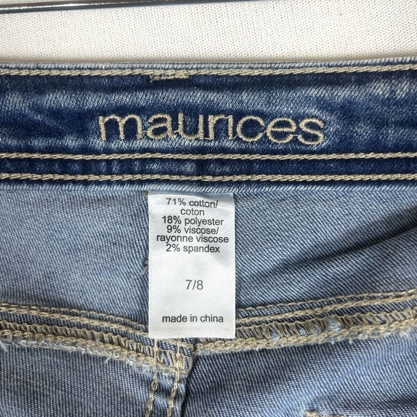 Vintage Maurices Womens Capri Jeans Regular Rise 32W 8 Cotton Polyester Spandex Denim Blue 23in Inseam Slim Stretch Jeans Size 30" / US 8 / IT 44 - 3 Thumbnail