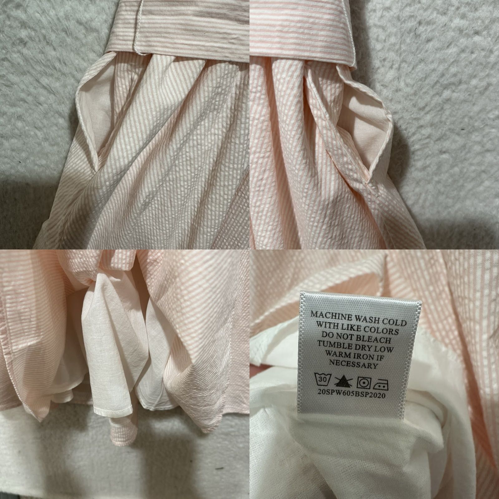 Vintage Hope & Henry Organic Cotton Seersucker Belted Dress Womens Sleeveless Pockets 14 Size XL / US 12-14 / IT 48-50 - 8 Thumbnail