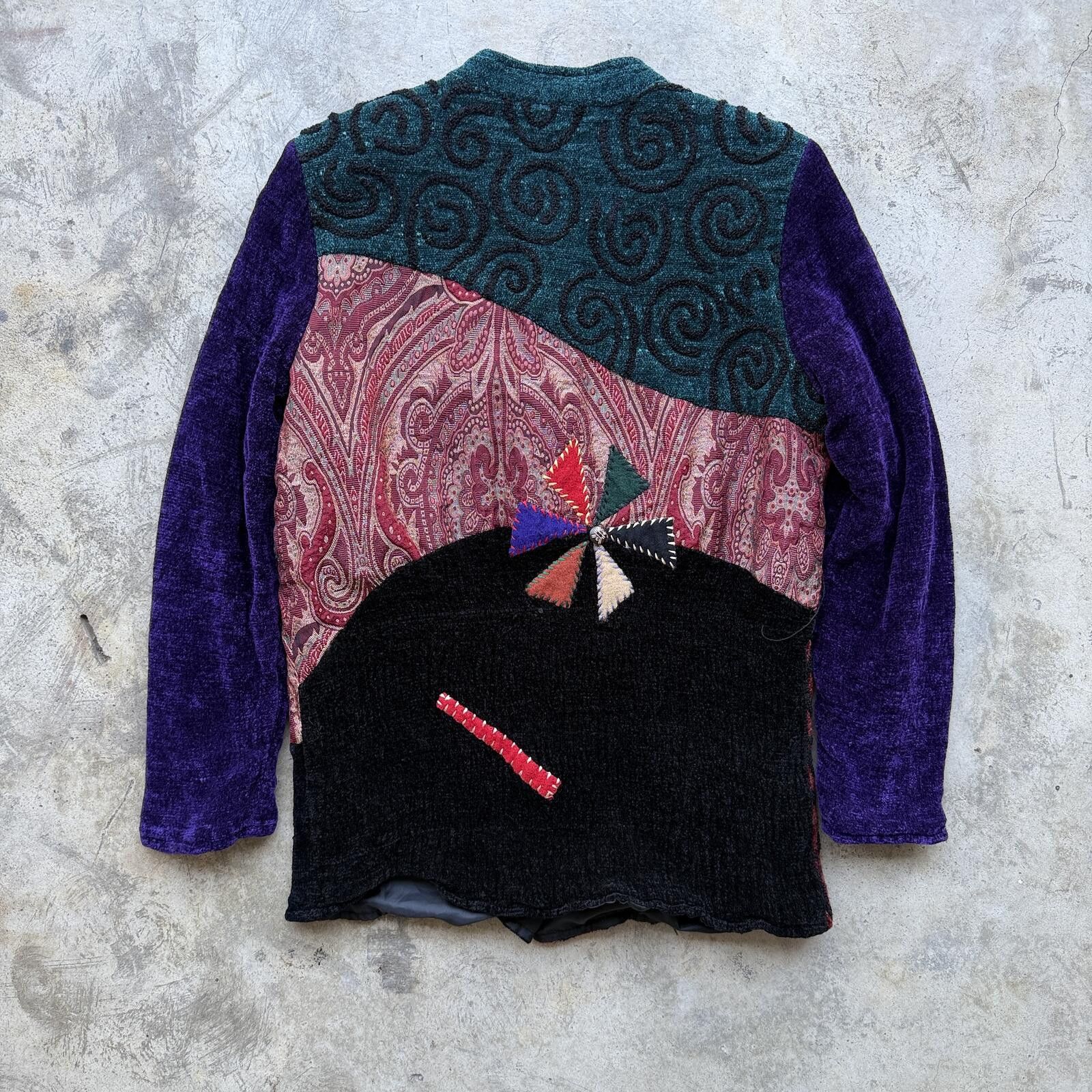 Other Vintage 80s Indigo Moon Patchwork Velvet Jacket Small Size S / US 4 / IT 40 - 4 Thumbnail