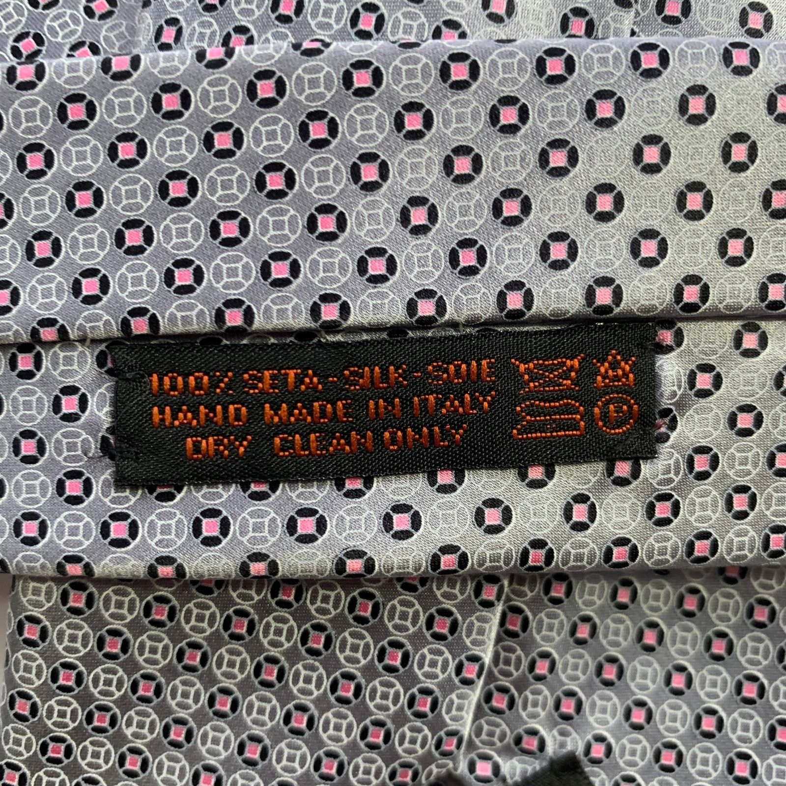 Dolcepunta DOLCEPUNTA Grey Blue Pink Polka Dot Silk Tie Size ONE SIZE - 4 Thumbnail