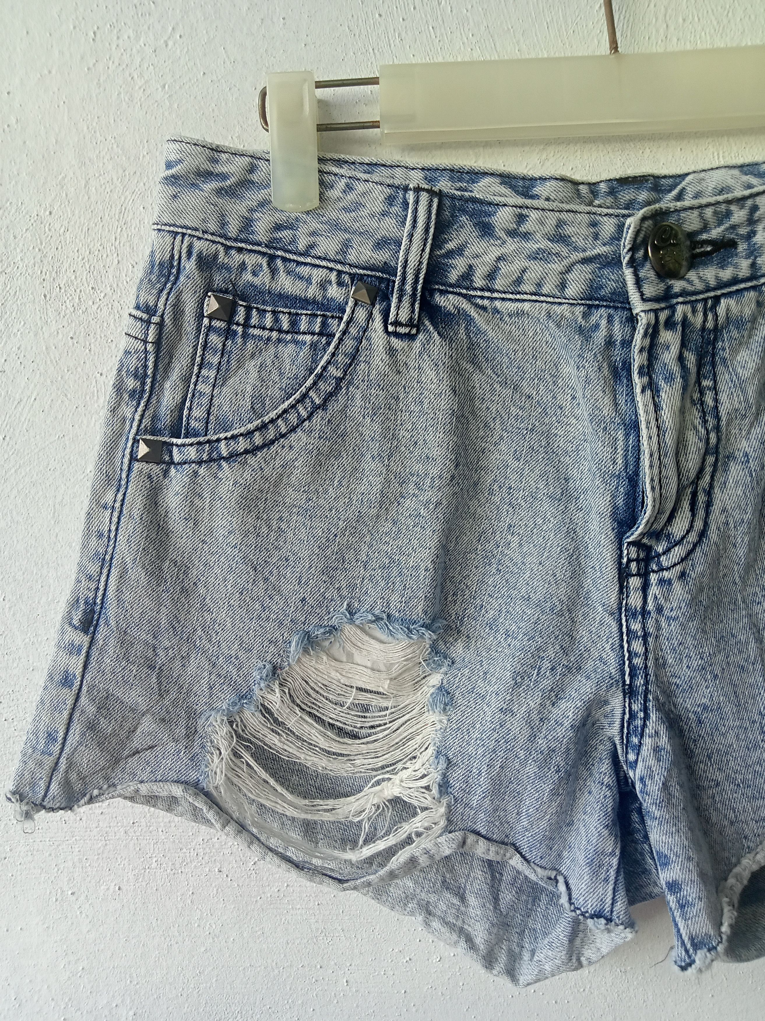 Japanese Brand Japanese Studbutton Distressed Ripped Short Denim Size 29" - 3 Thumbnail